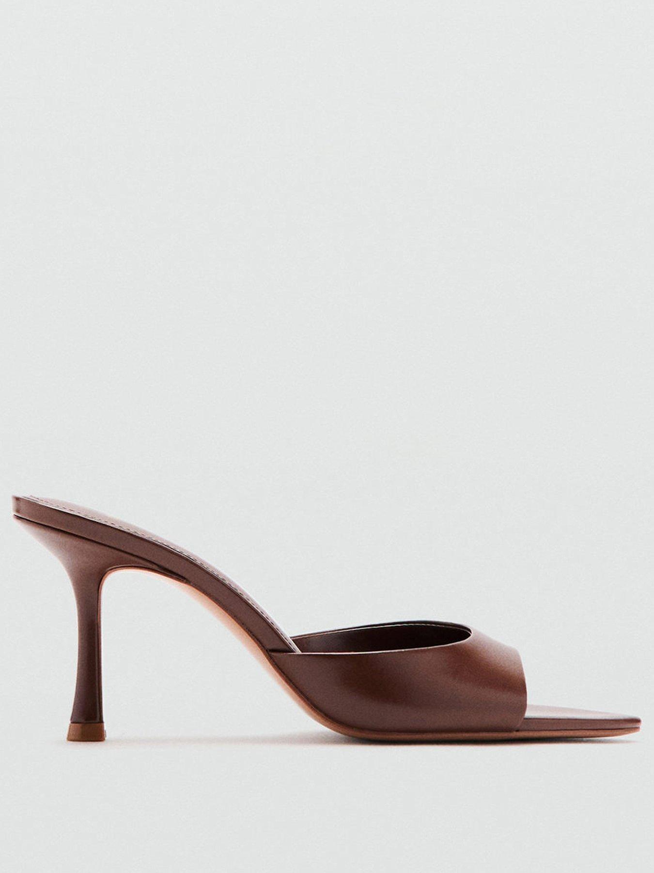 Image 2 of 5 of Mango Pointed Heel Sandals - Brown