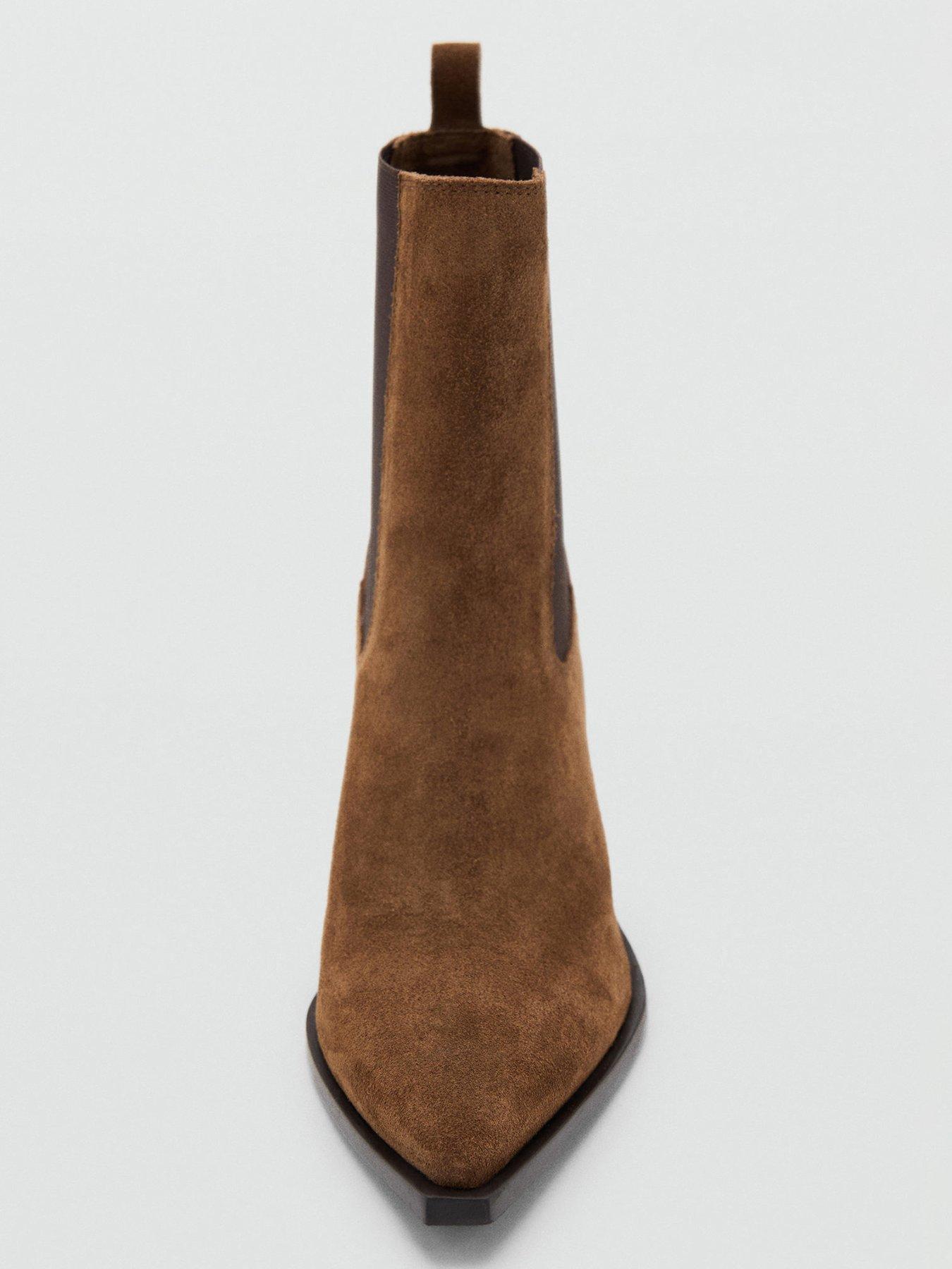 Image 5 of 7 of Mango Suede Ankle Boot With Pointed Panels - Brown
