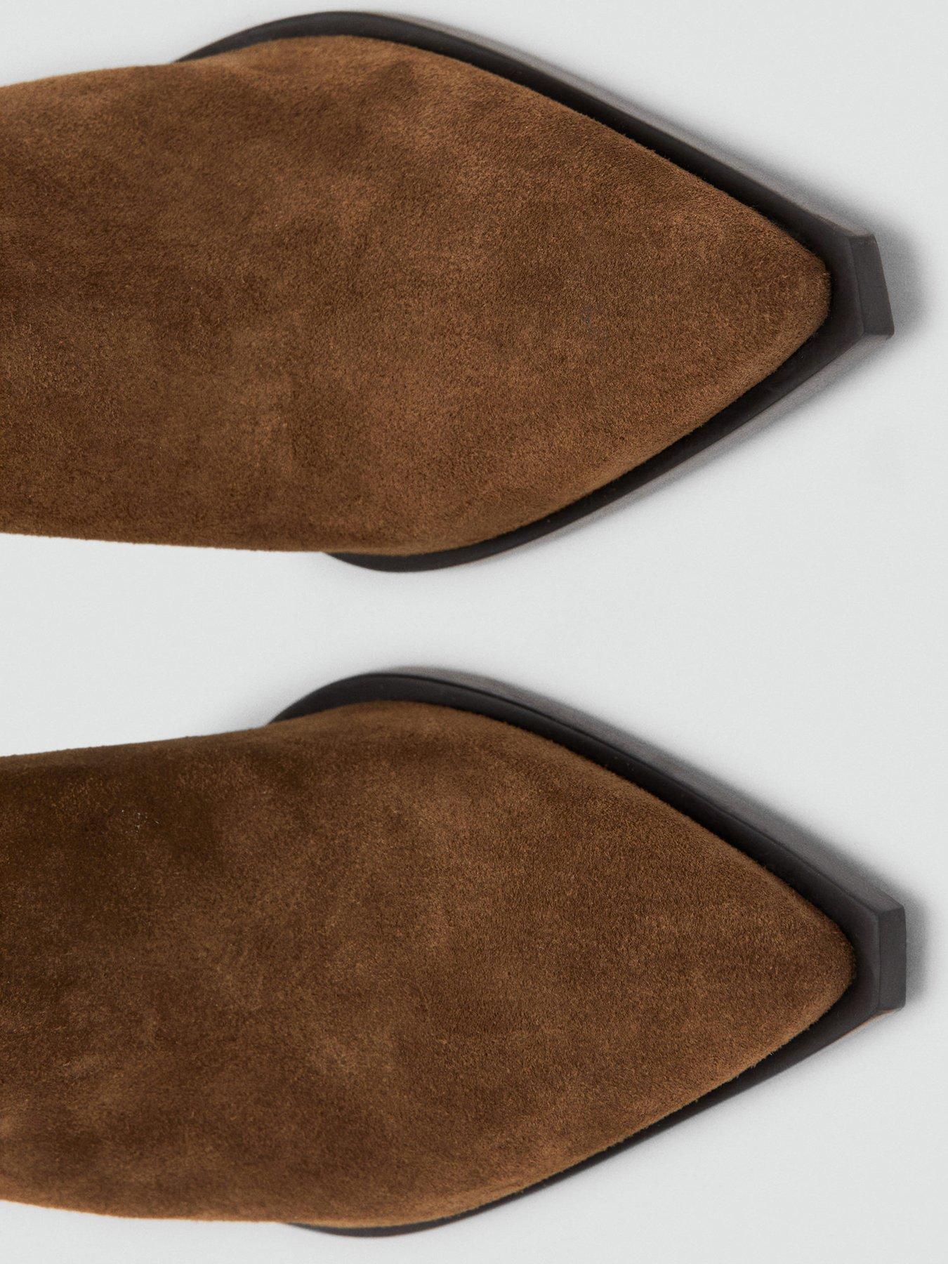 Image 6 of 7 of Mango Suede Ankle Boot With Pointed Panels - Brown