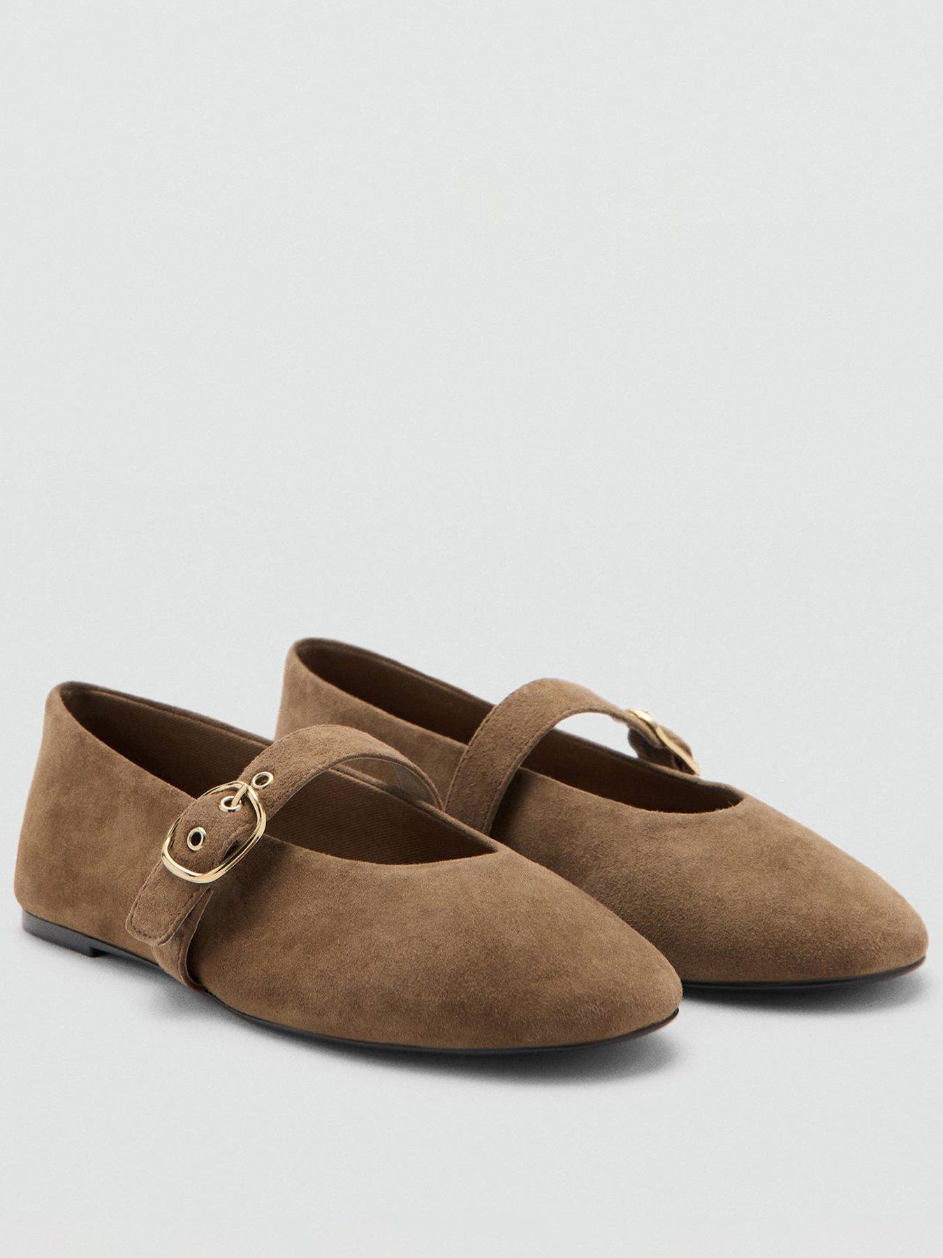 mango-leather-ballerina-with-strap-and-buckle-brownfront
