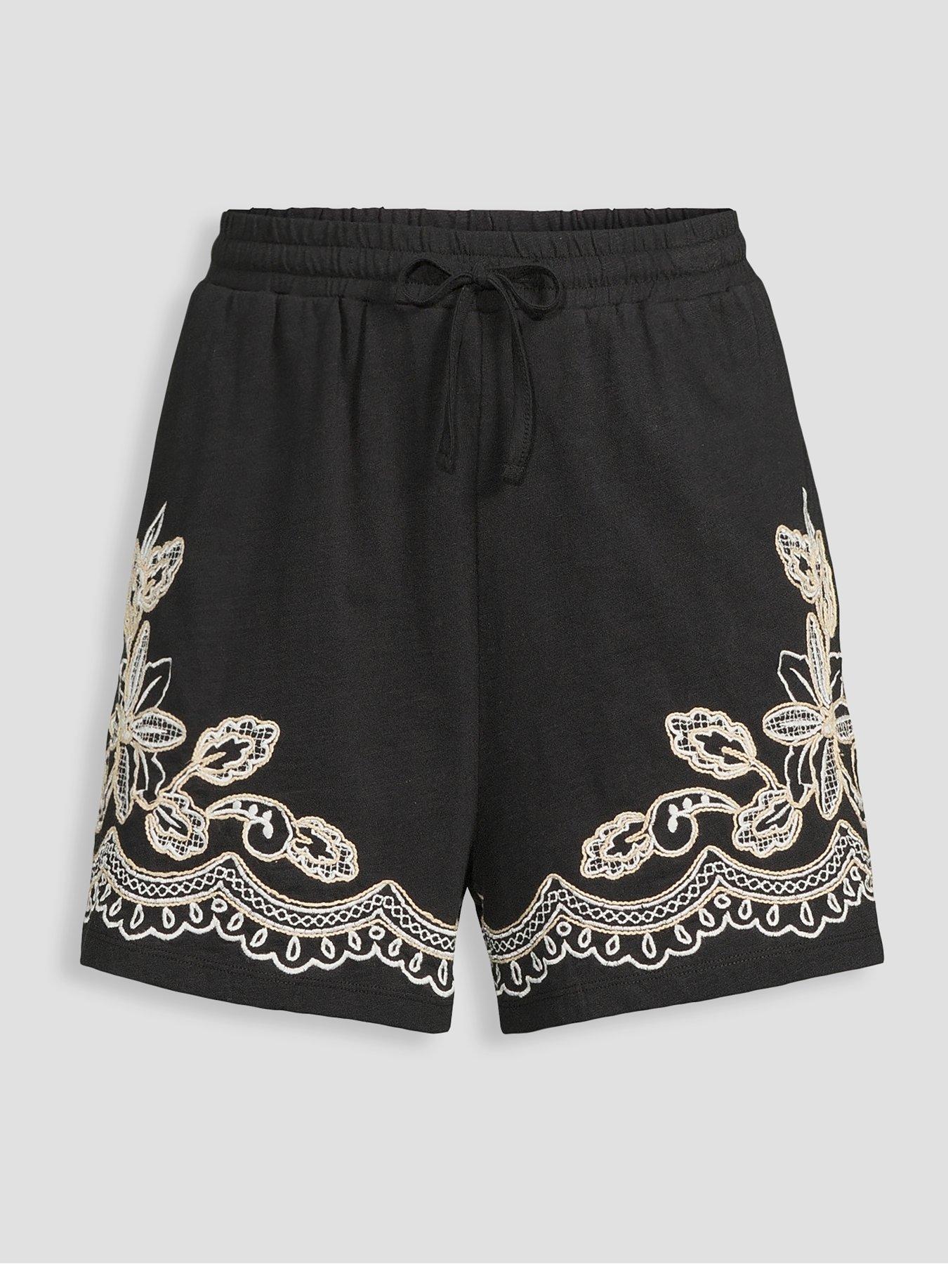 Image 7 of 7 of The Very Collection Embroidered Short Co-Ord - Black