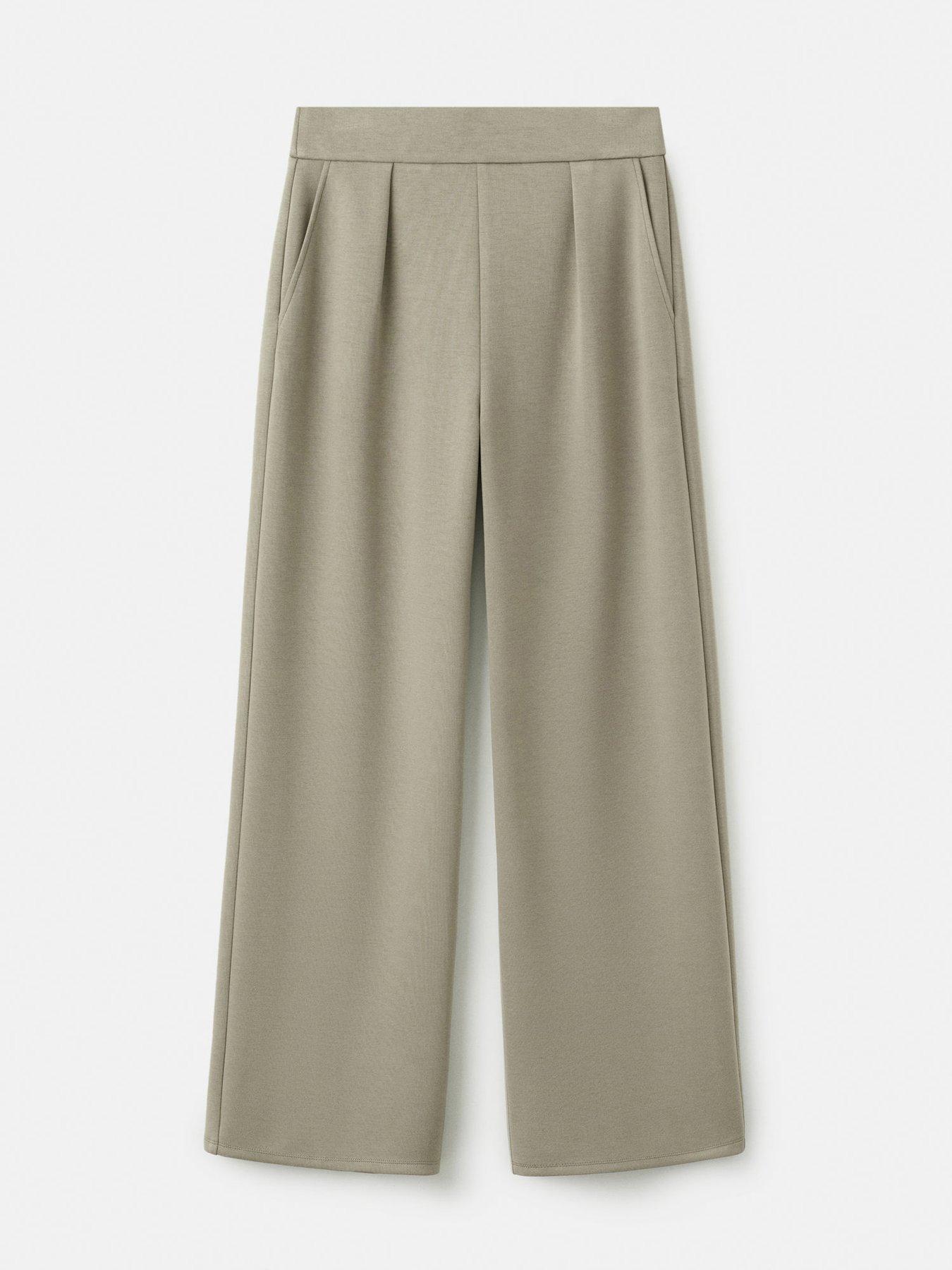 mango-straight-fit-trousers-with-elastic-waist-khakioutfit