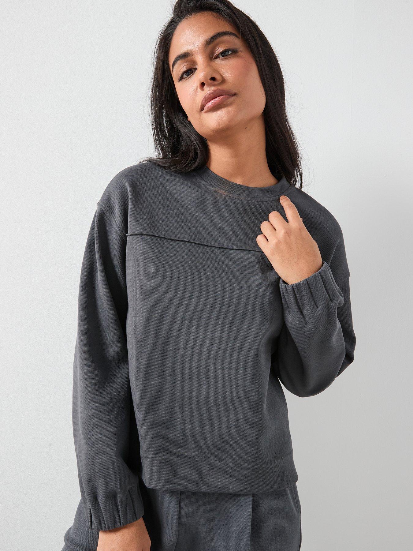 Image 6 of 6 of Mango Ruched Sleeve Sweatshirt - Blue