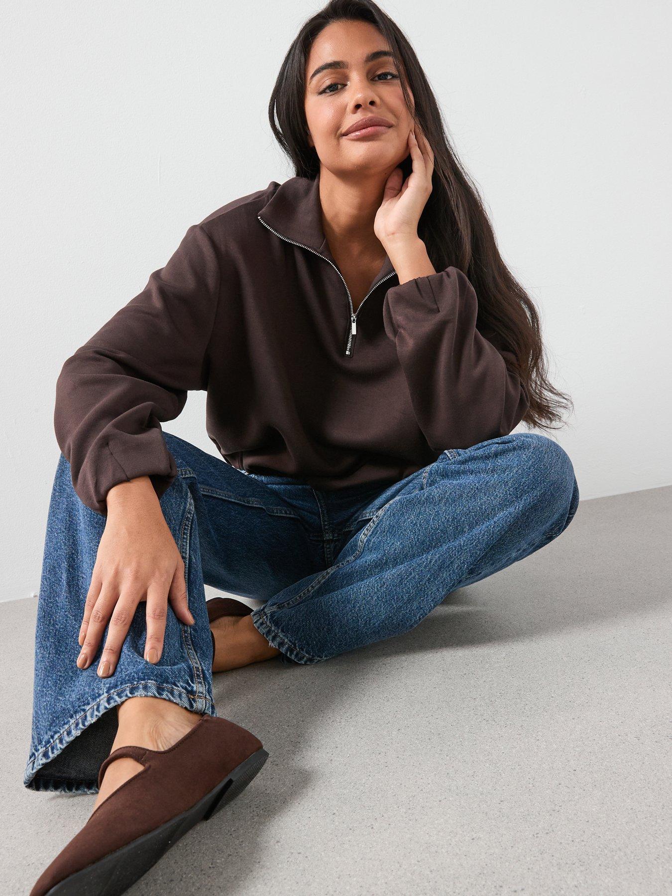 mango-balloon-sweatshirt-with-high-collar-brownoutfit