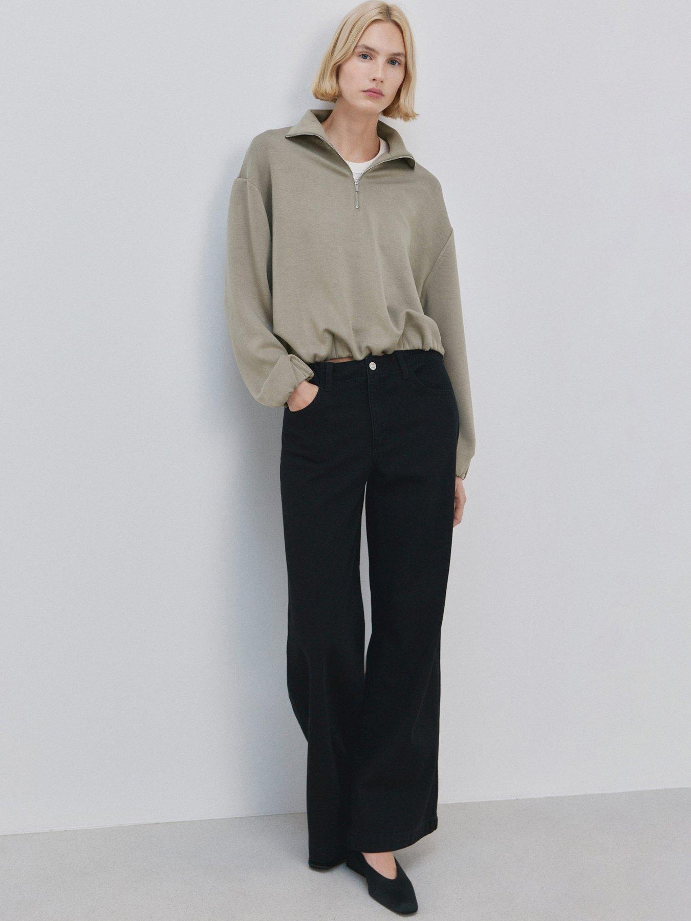 Image 3 of 6 of Mango Balloon Sweatshirt With High Collar - Khaki