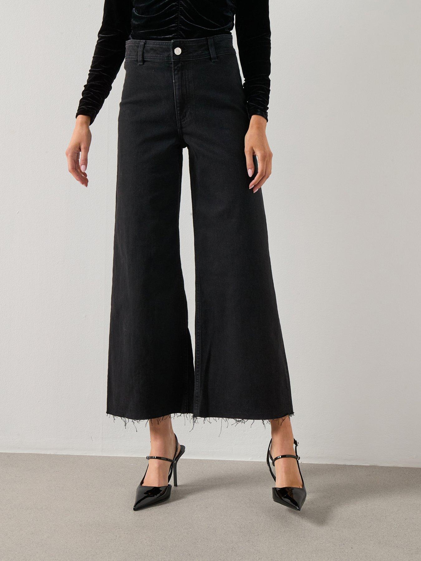 Mango Catherin Culotte High Rise Jeans - Black