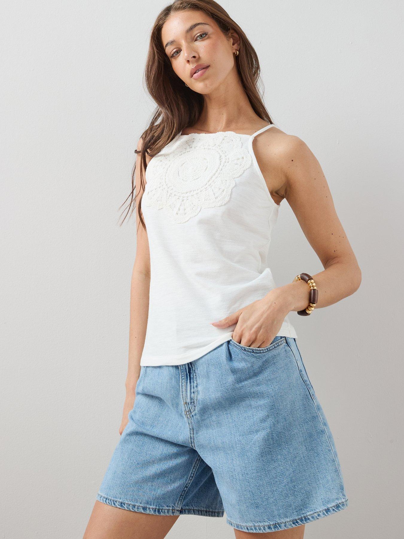 Image 5 of 6 of The Very Collection All Over Crochet Cami Top - White