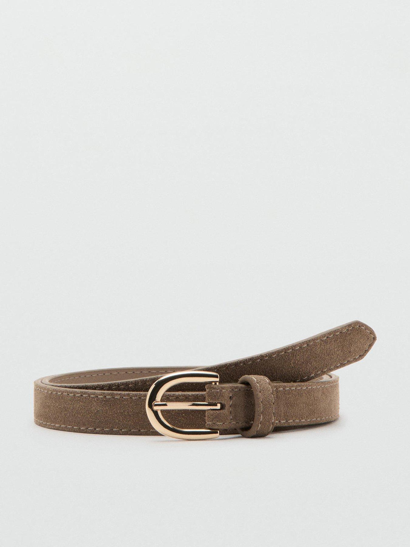 Mango Suede Leather Belt - Brown