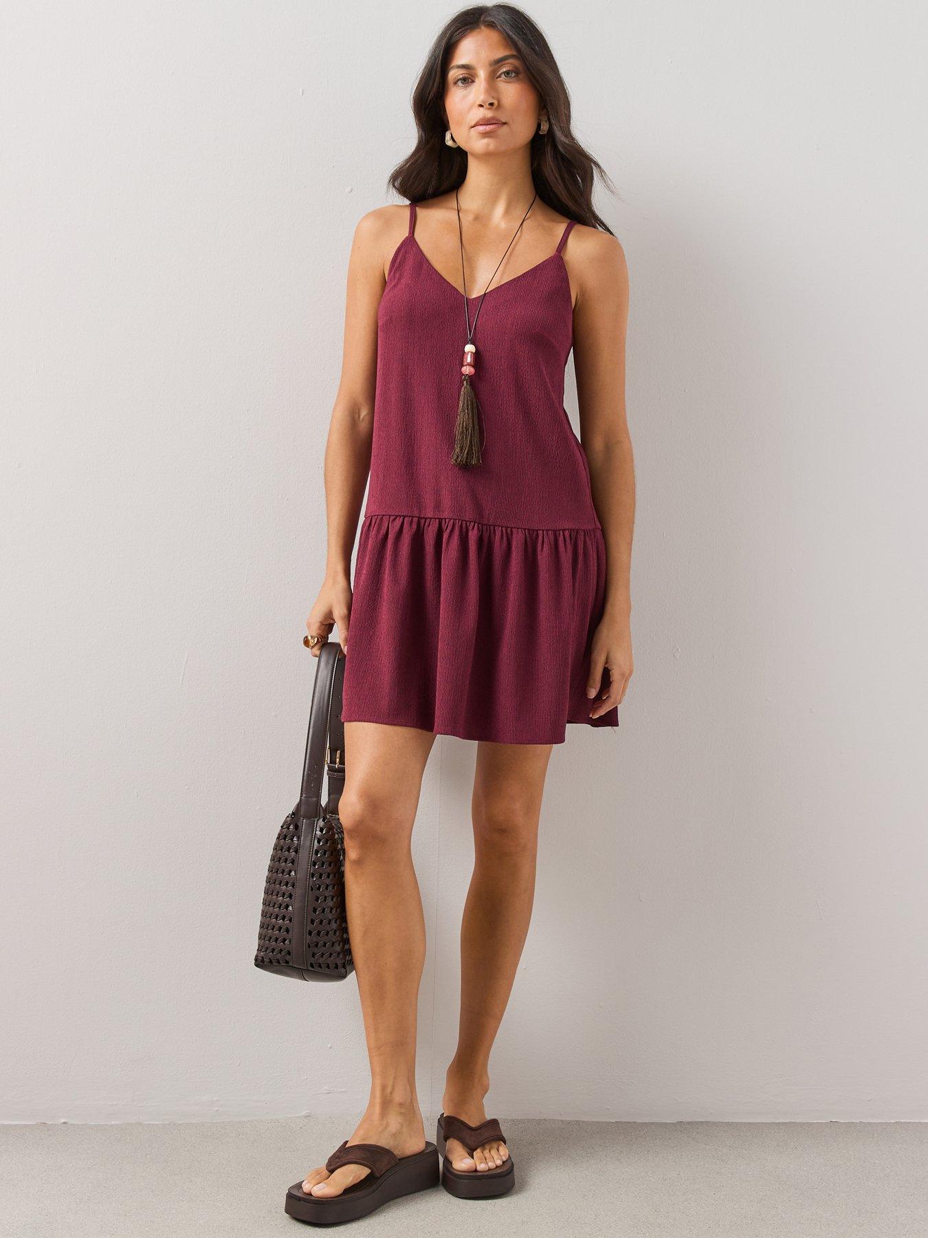 The Very Collection Textured Stretch Cami Mini Dress - Maroon