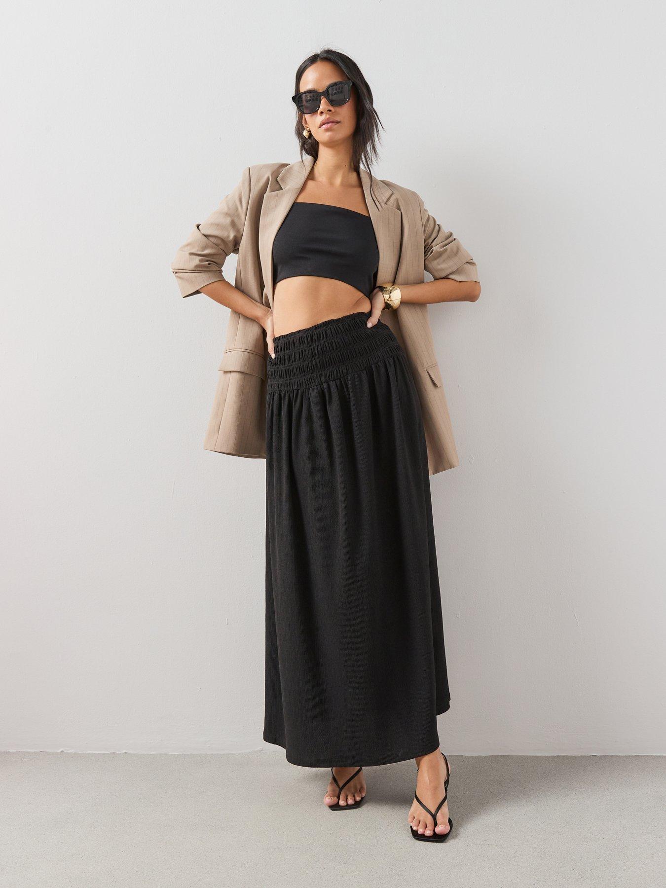 The Very Collection Textured Stretch Maxi Skirt - Black