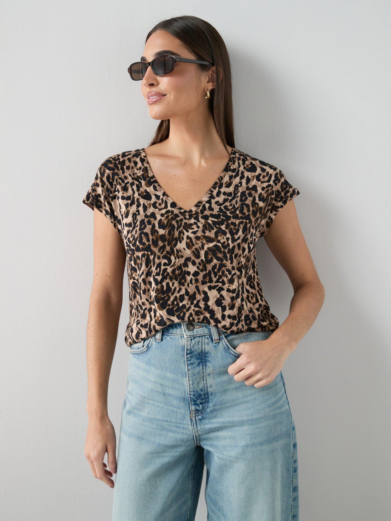 The Very Collection Printed V Neck Stretch T-Shirt - Multi