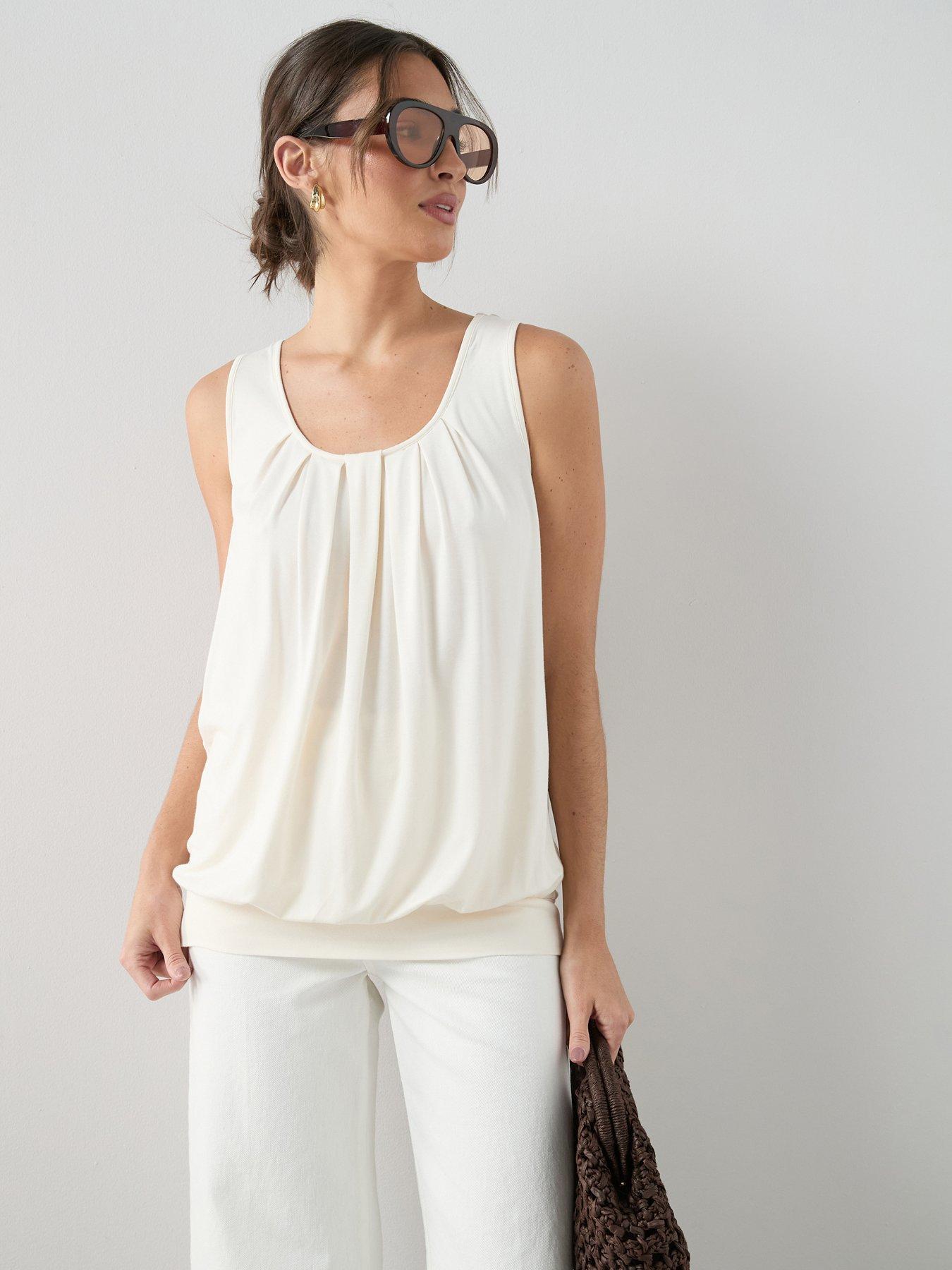 The Very Collection Stretch Bubble Hem Vest - Cream
