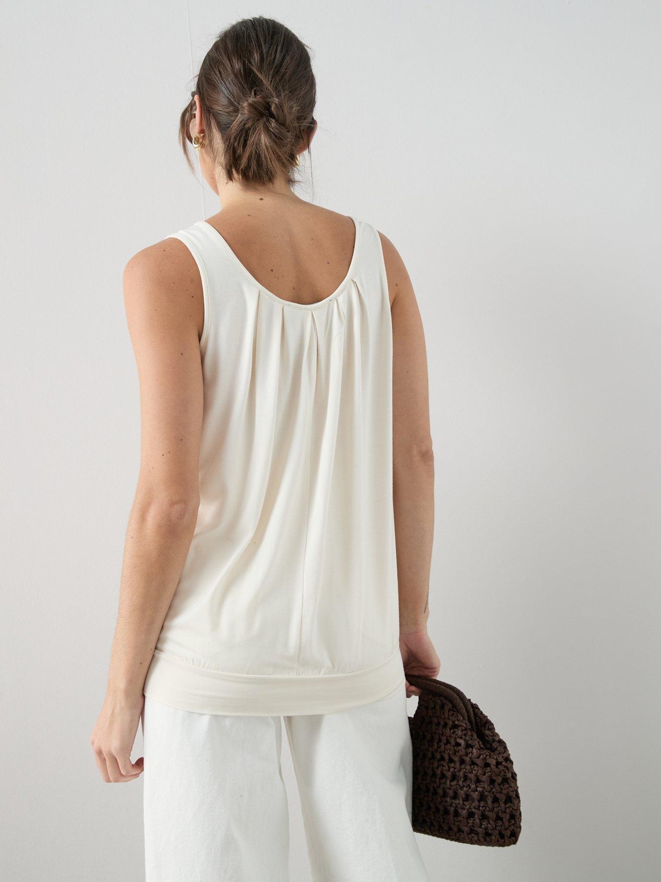 Image 2 of 6 of The Very Collection Stretch Bubble Hem Vest - Cream