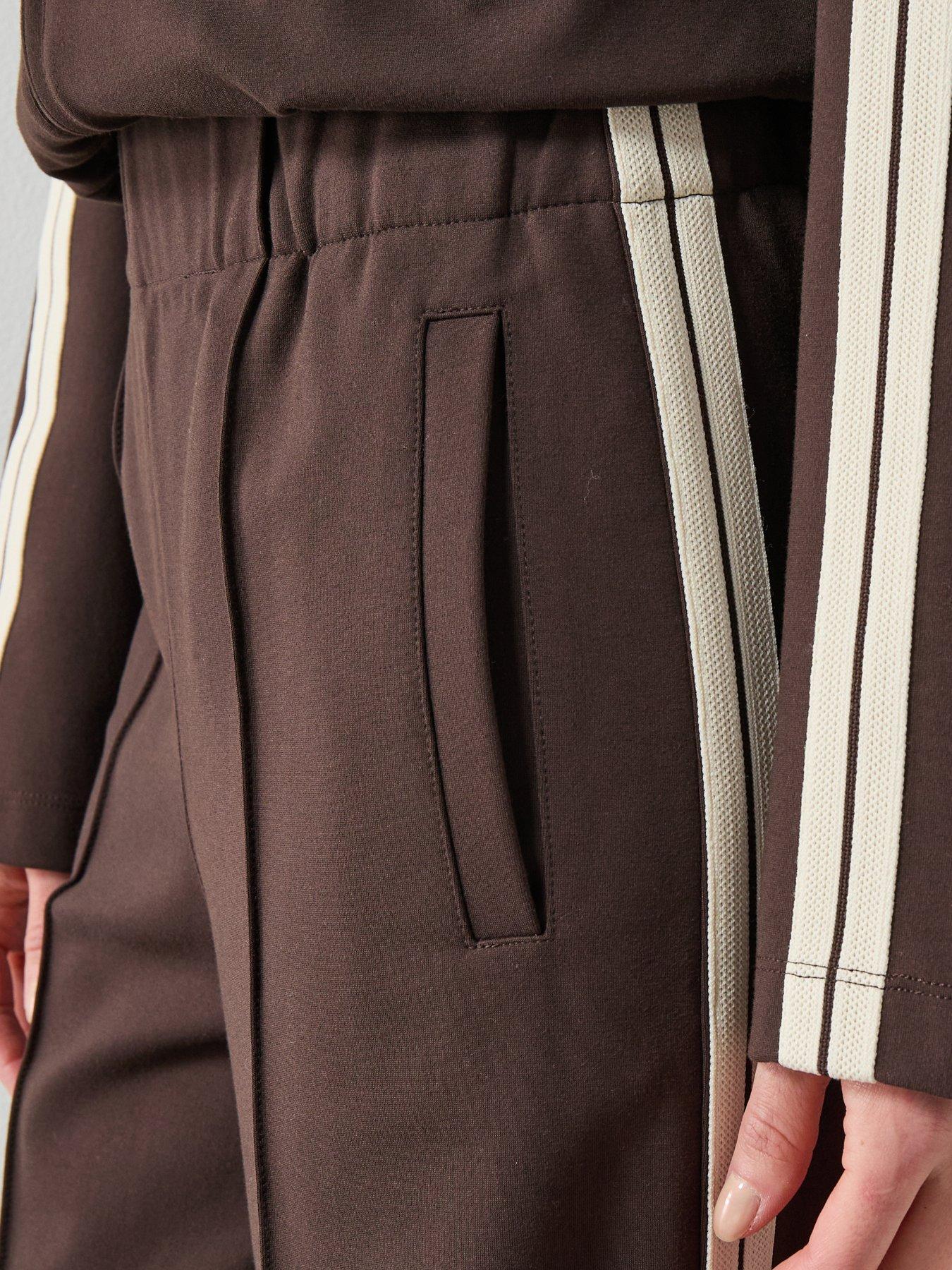 Image 5 of 6 of Mango Contrast Stripe Straight Trousers - Brown