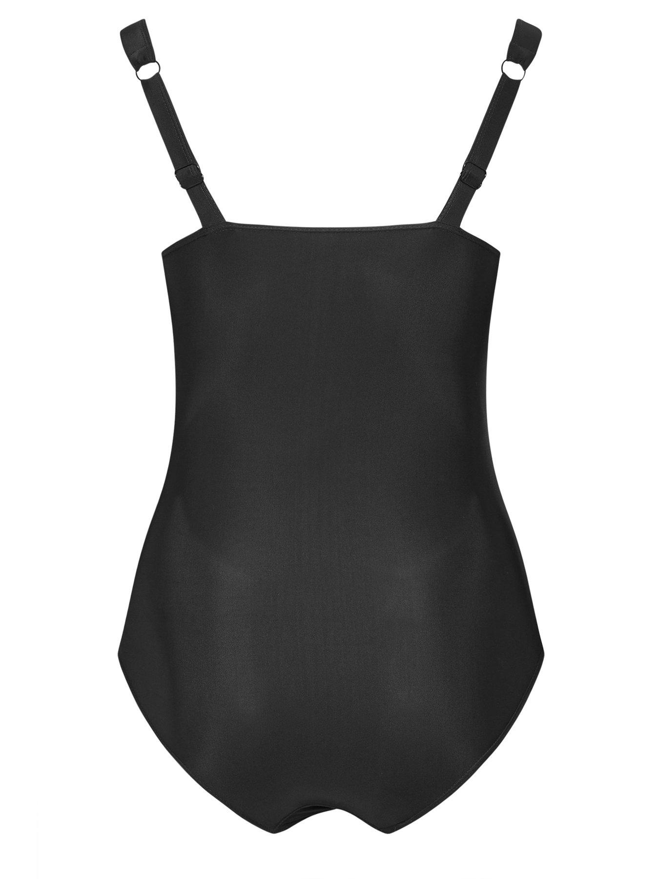 Image 6 of 6 of Yours Curve Square Neck Core Swimsuit - Black