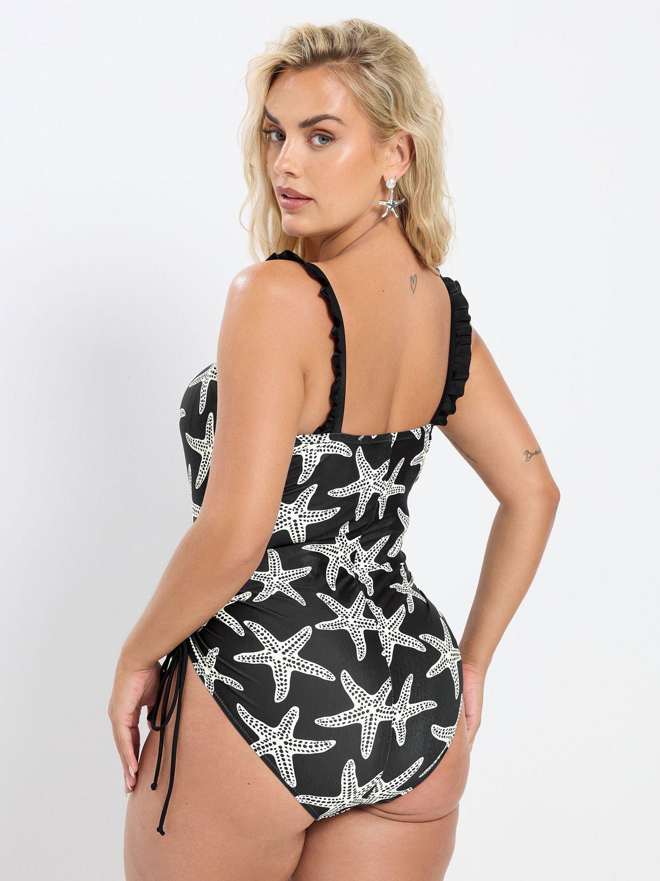 yours-curve-starfish-frill-strap-swimsuit-blackstillFront