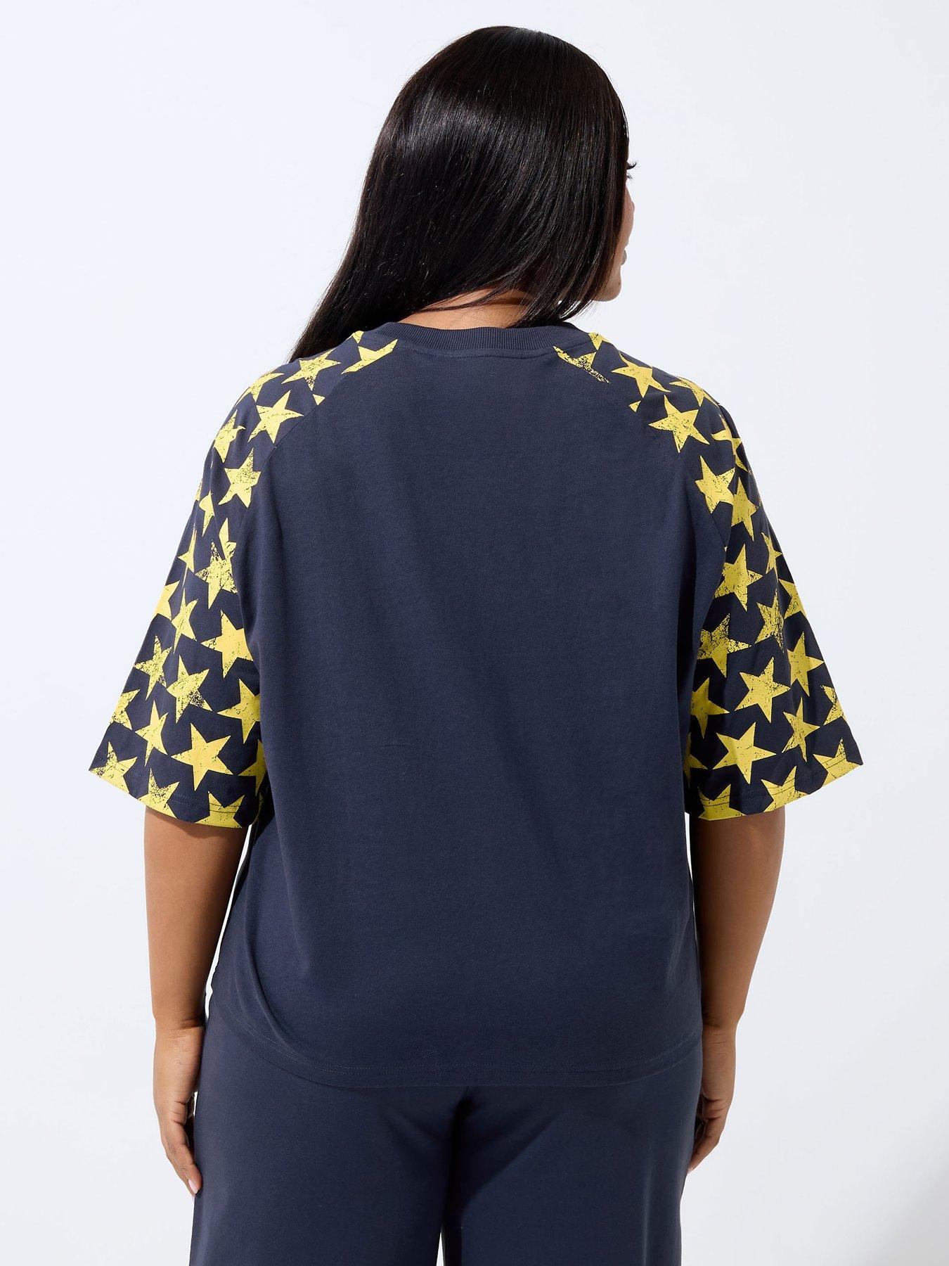 Image 2 of 5 of Yours Curve '86 Sport Star Raglan T-Shirt&nbsp;- Blue