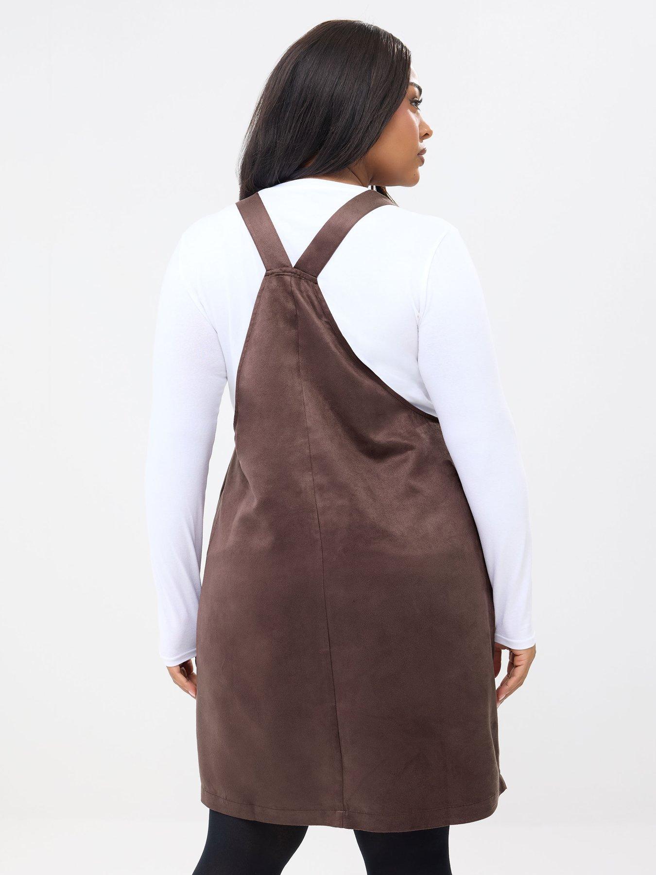 Image 2 of 5 of Yours Curve Suede Pinafore