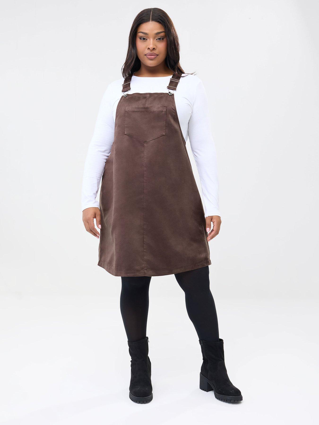 Image 3 of 5 of Yours Curve Suede Pinafore