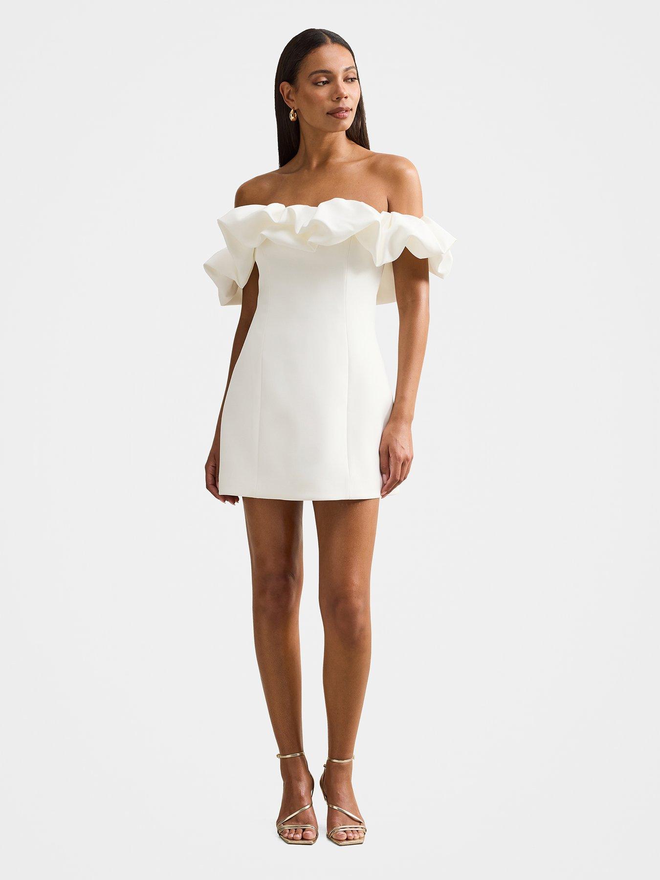 Image 3 of 5 of Forever New Tammie Off Shoulder Dress - White