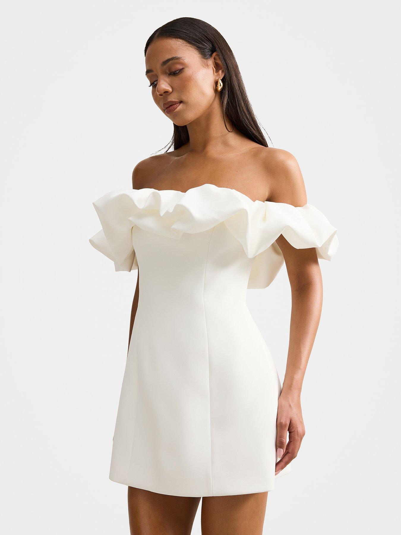Image 5 of 5 of Forever New Tammie Off Shoulder Dress - White