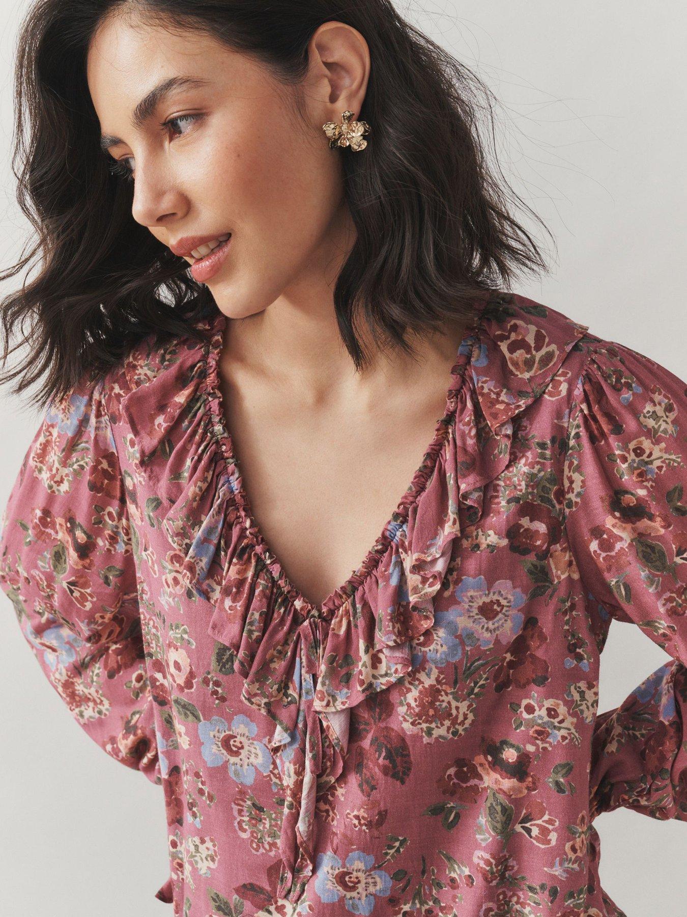 Image 4 of 4 of Laura Ashley Pleat Front Ruffle Sleeve Mini Dress - Pink