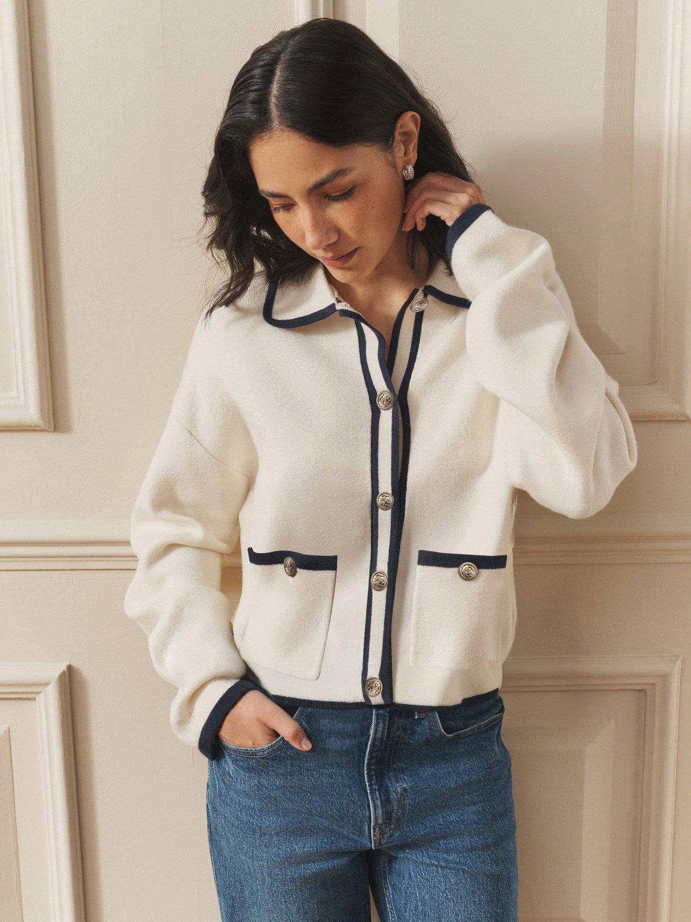 Image 1 of 5 of Laura Ashley Nautical Button Through Cardigan - Cream