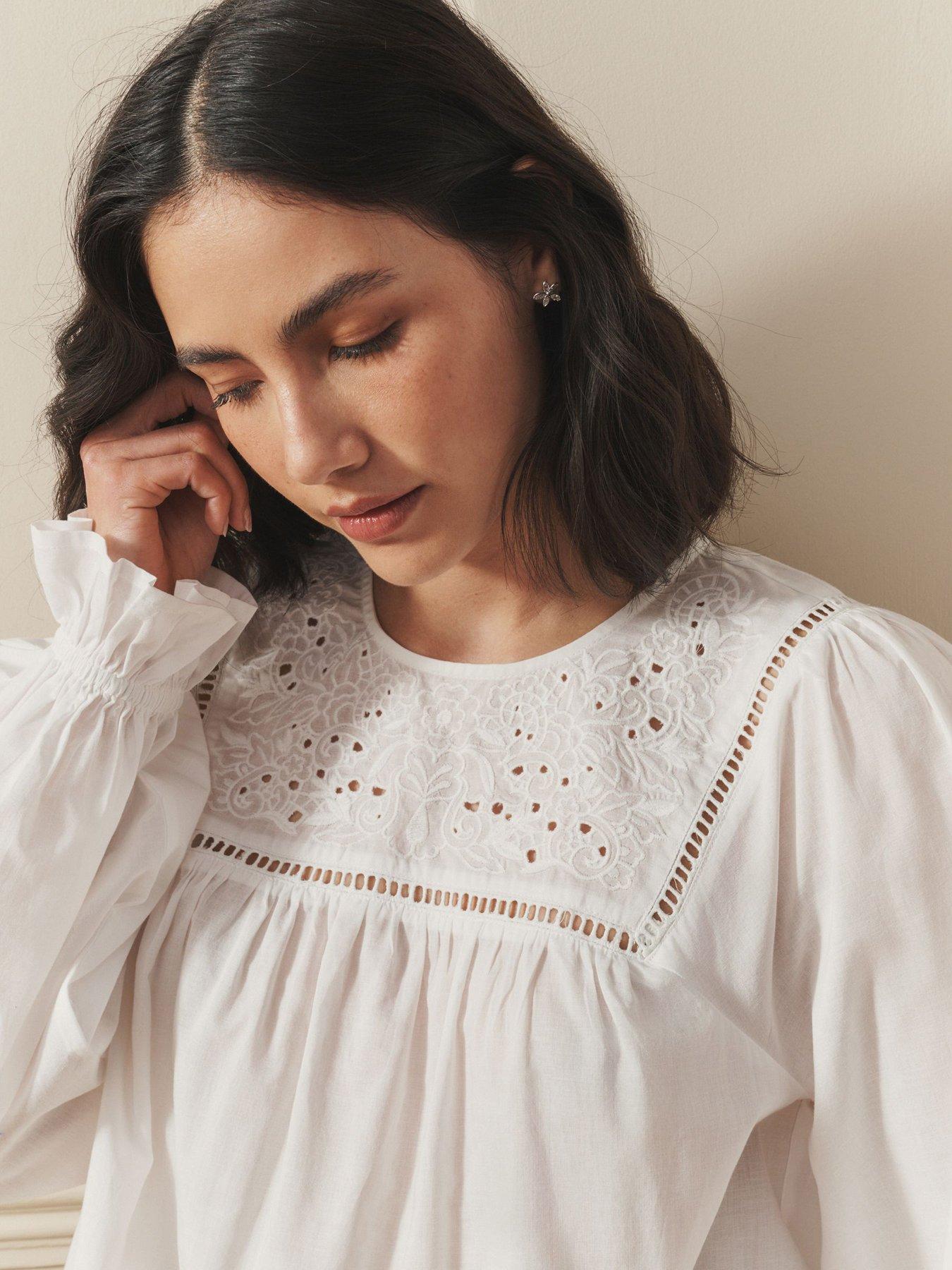 laura-ashley-embroidered-balloon-sleeve-blouse-whiteoutfit
