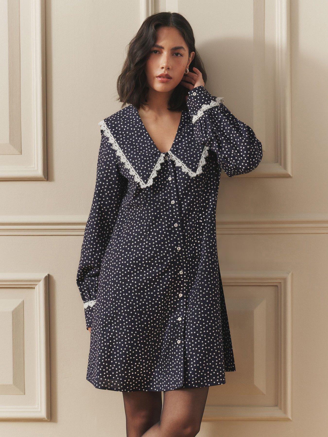 Image 1 of 7 of Laura Ashley Sailor Dress - Navy
