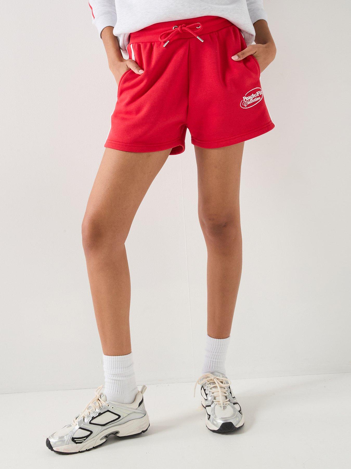peach-fit-womens-cotton-poly-shorts-redfront