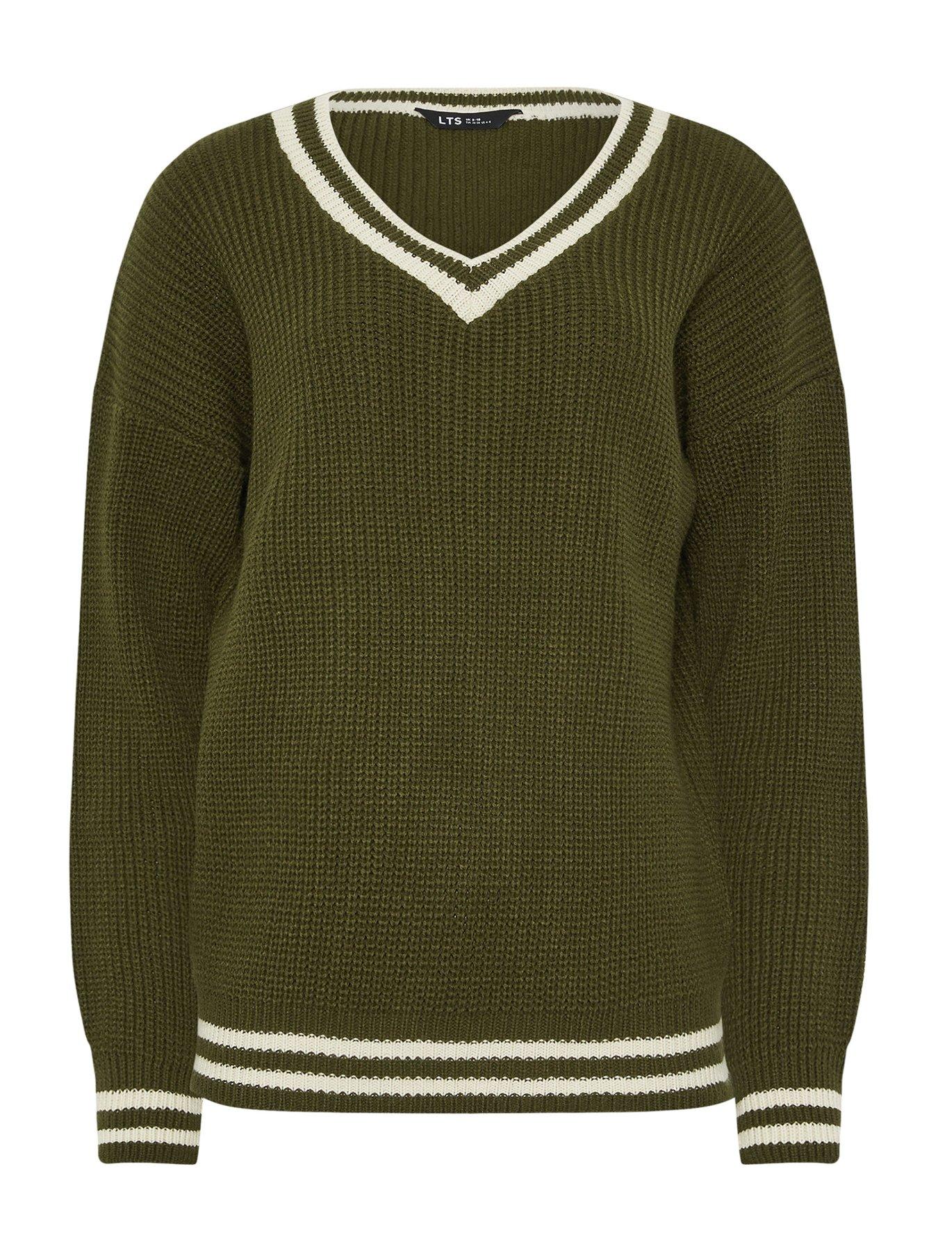 Image 5 of 5 of Long Tall Sally V-Neck Stripe Jumper - Green