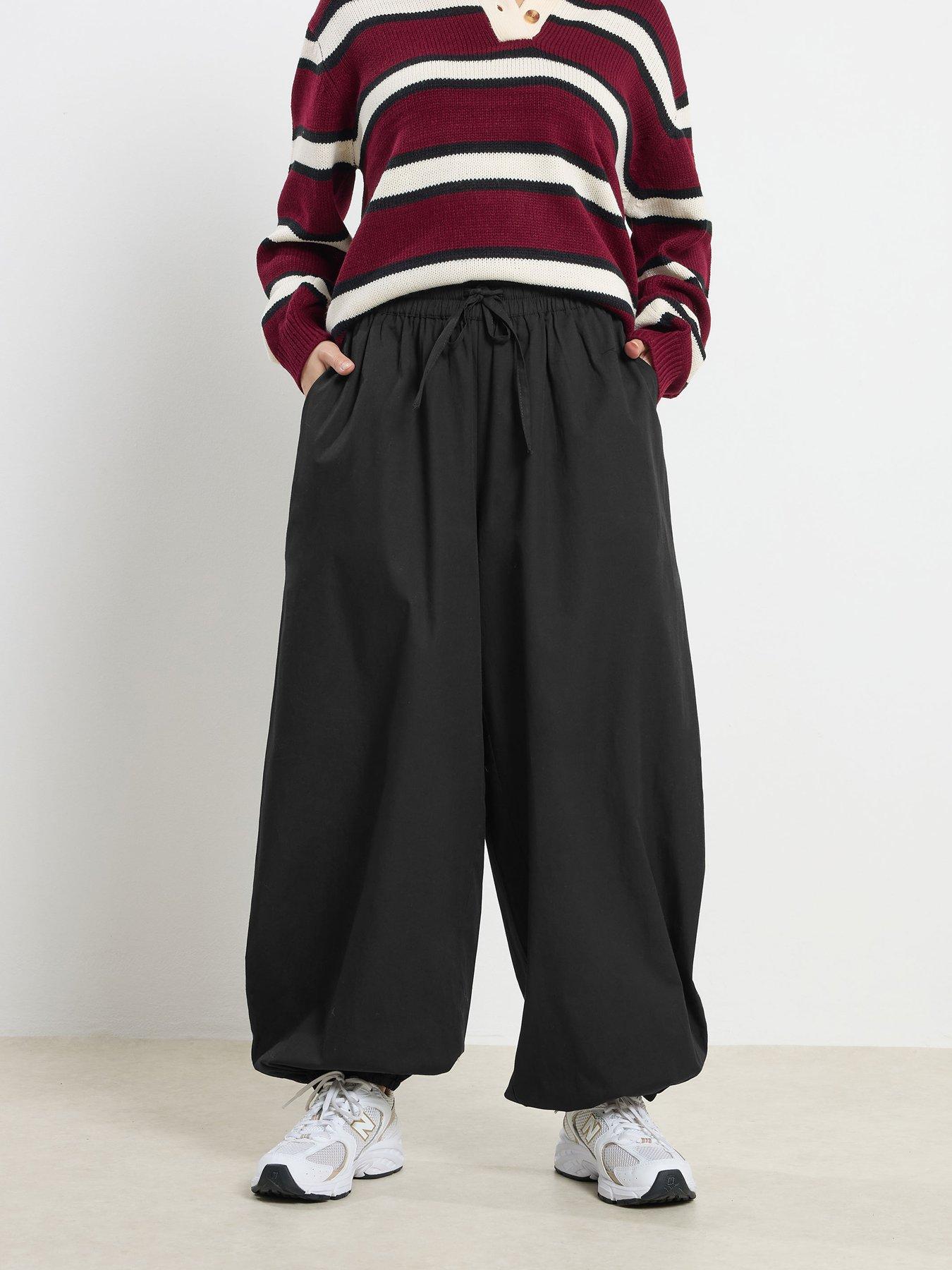 Image 1 of 4 of PixieGirl Petite Poplin Cuffed Balloon Trousers