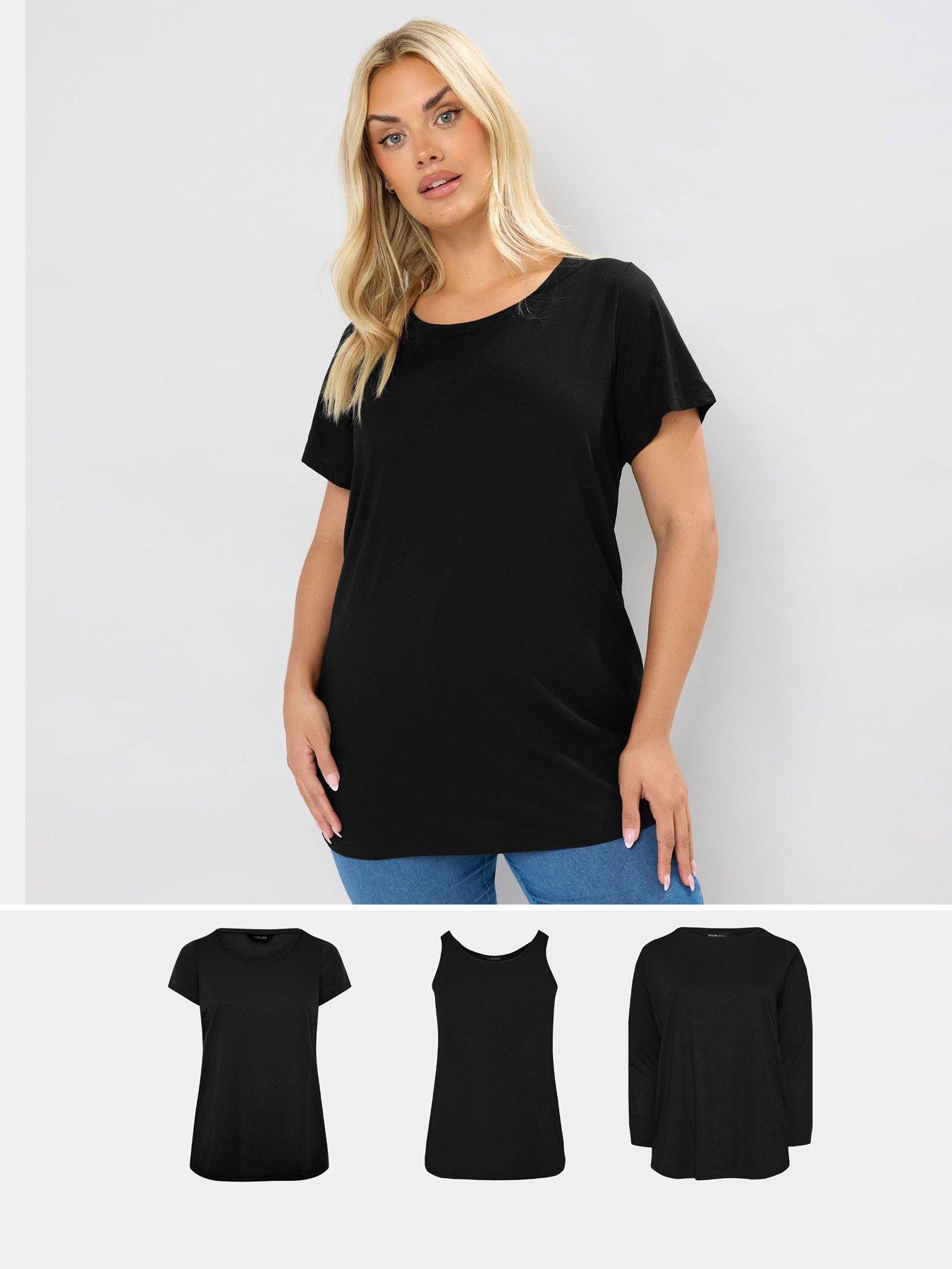 Image 1 of 2 of Yours Curve 3 Pack Core Long Sleeve, Short Sleeve &amp; Vest Top