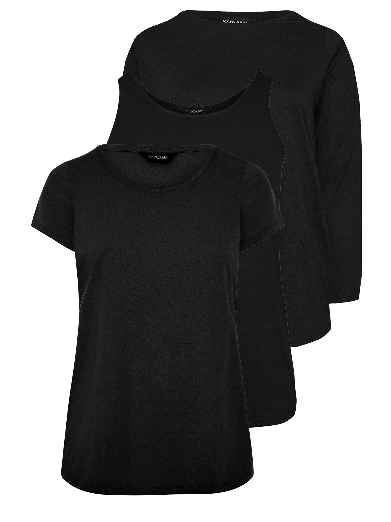 Image 2 of 2 of Yours Curve 3 Pack Core Long Sleeve, Short Sleeve &amp; Vest Top