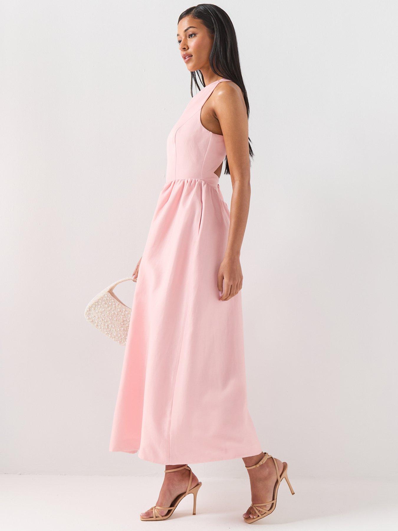Image 3 of 6 of Forever New Ottilie Cross Back Detail Midi Dress - Pink