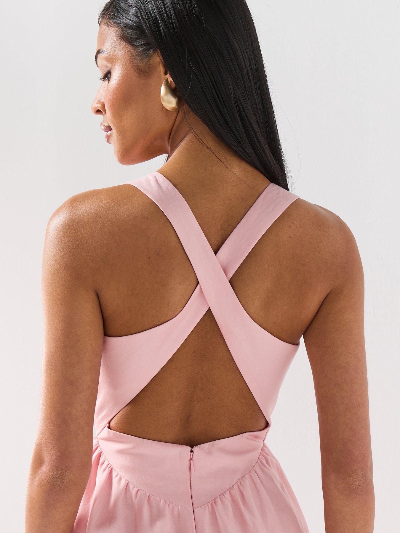 Image 6 of 6 of Forever New Ottilie Cross Back Detail Midi Dress - Pink