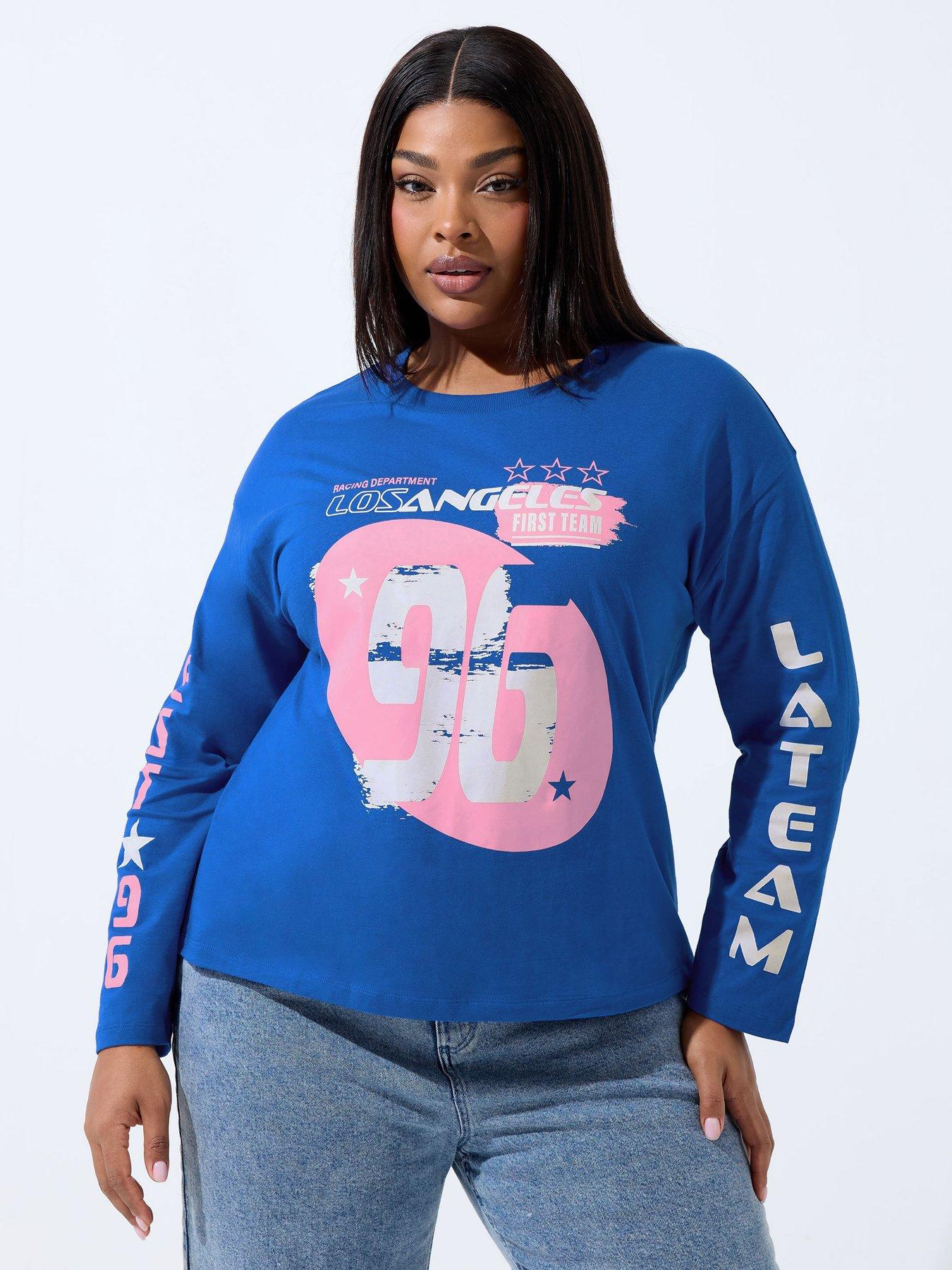 yours-curve-sport-long-sleeve-boxy-t-shirt-blue