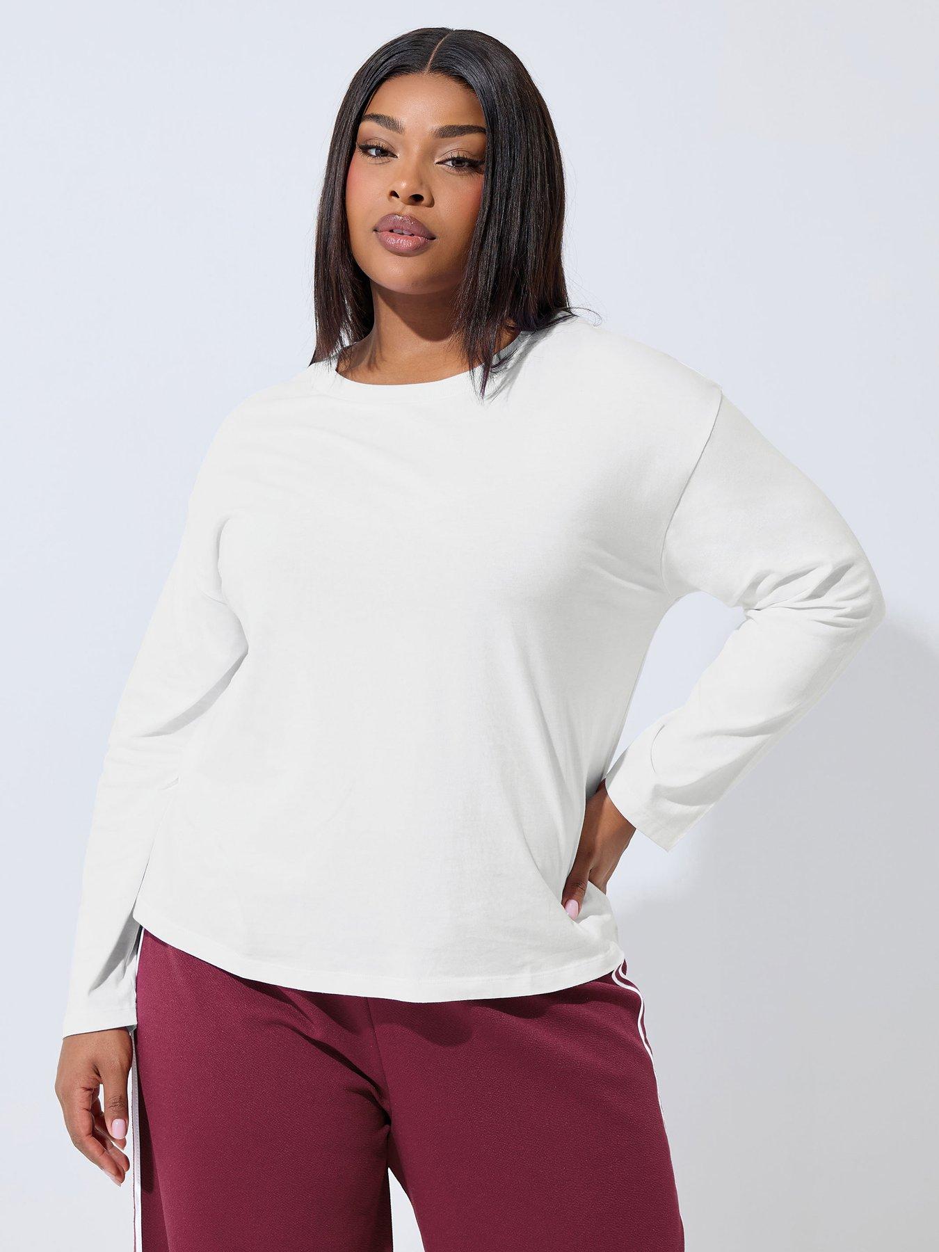 yours-curve-long-sleeve-plain-t-shirt-whitefront