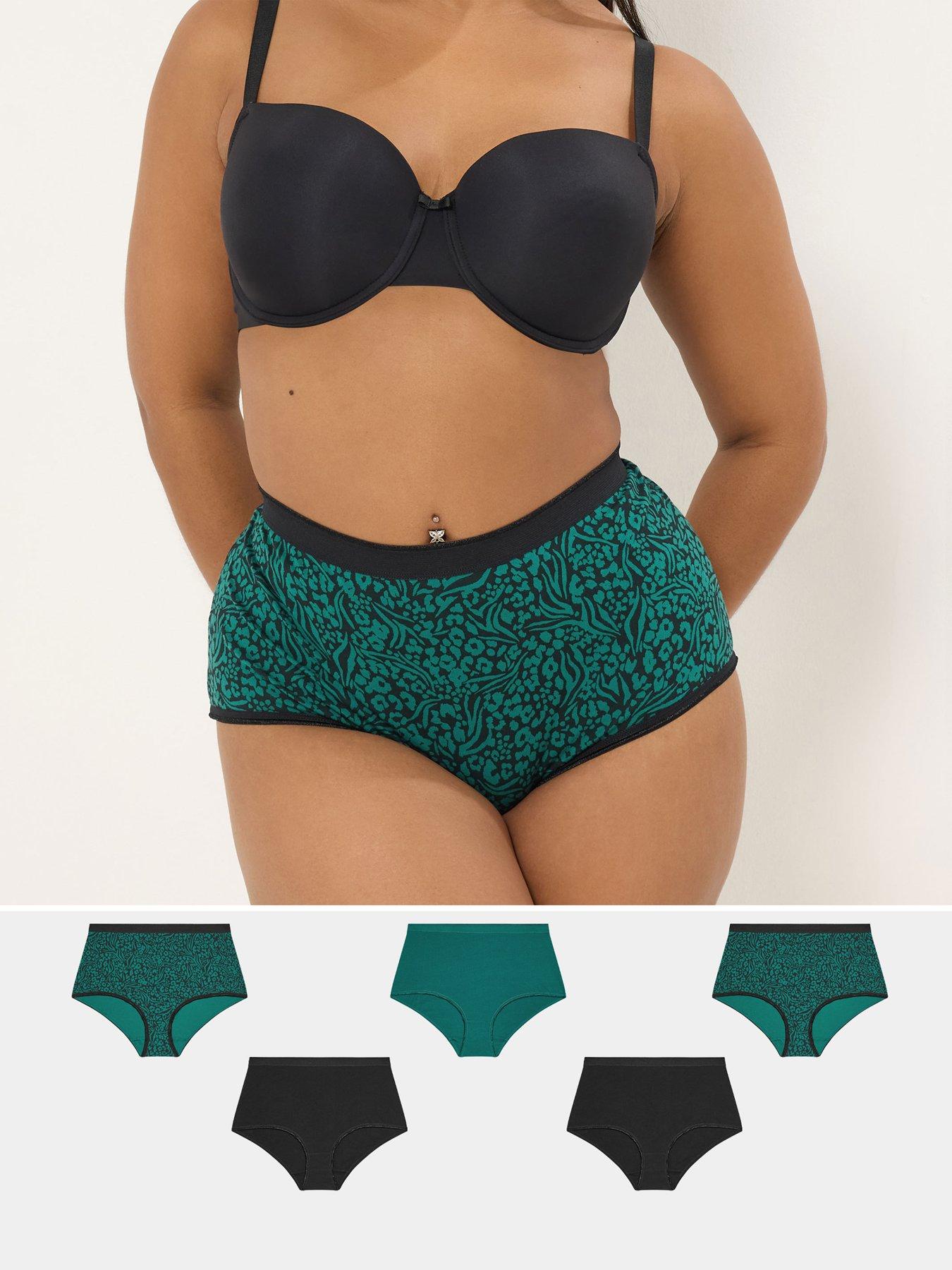 Yours Curve 5 Pack Mixed Animal Full Briefs