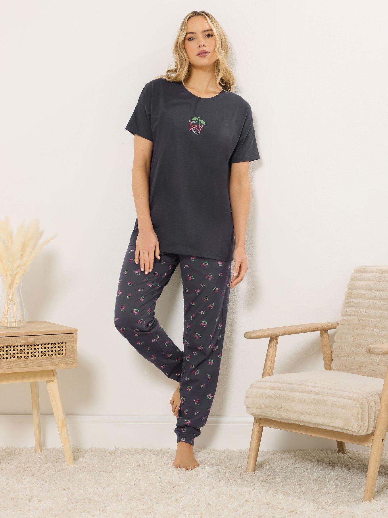 long-tall-sally-mon-cheri-short-sleeve-cuffed-leg-pyjama-set-bluefront