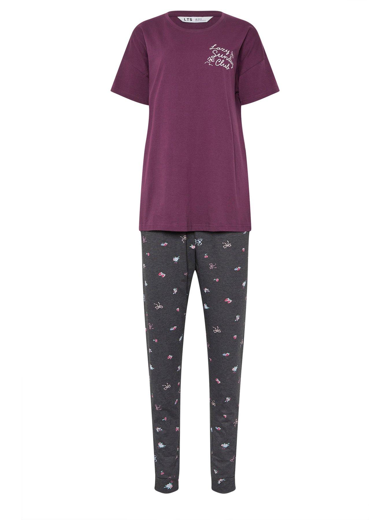 Image 6 of 6 of Long Tall Sally Tall 'lazy Sunday' Short Sleeve Cuffed Leg Pyjama Set