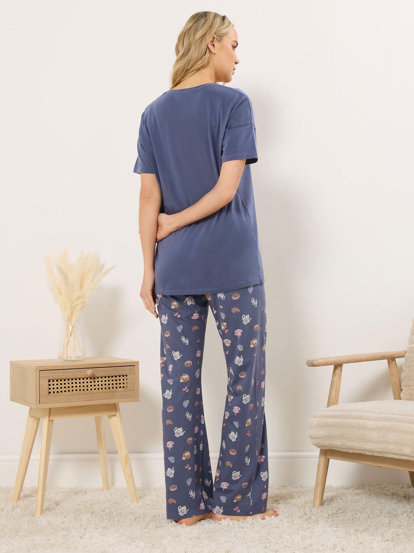 Image 2 of 5 of Long Tall Sally Breakfast Club Short Sleeve Wide Leg Pyjama Set