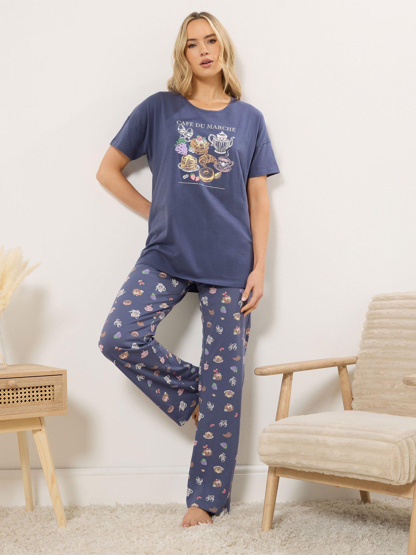 Image 3 of 5 of Long Tall Sally Breakfast Club Short Sleeve Wide Leg Pyjama Set