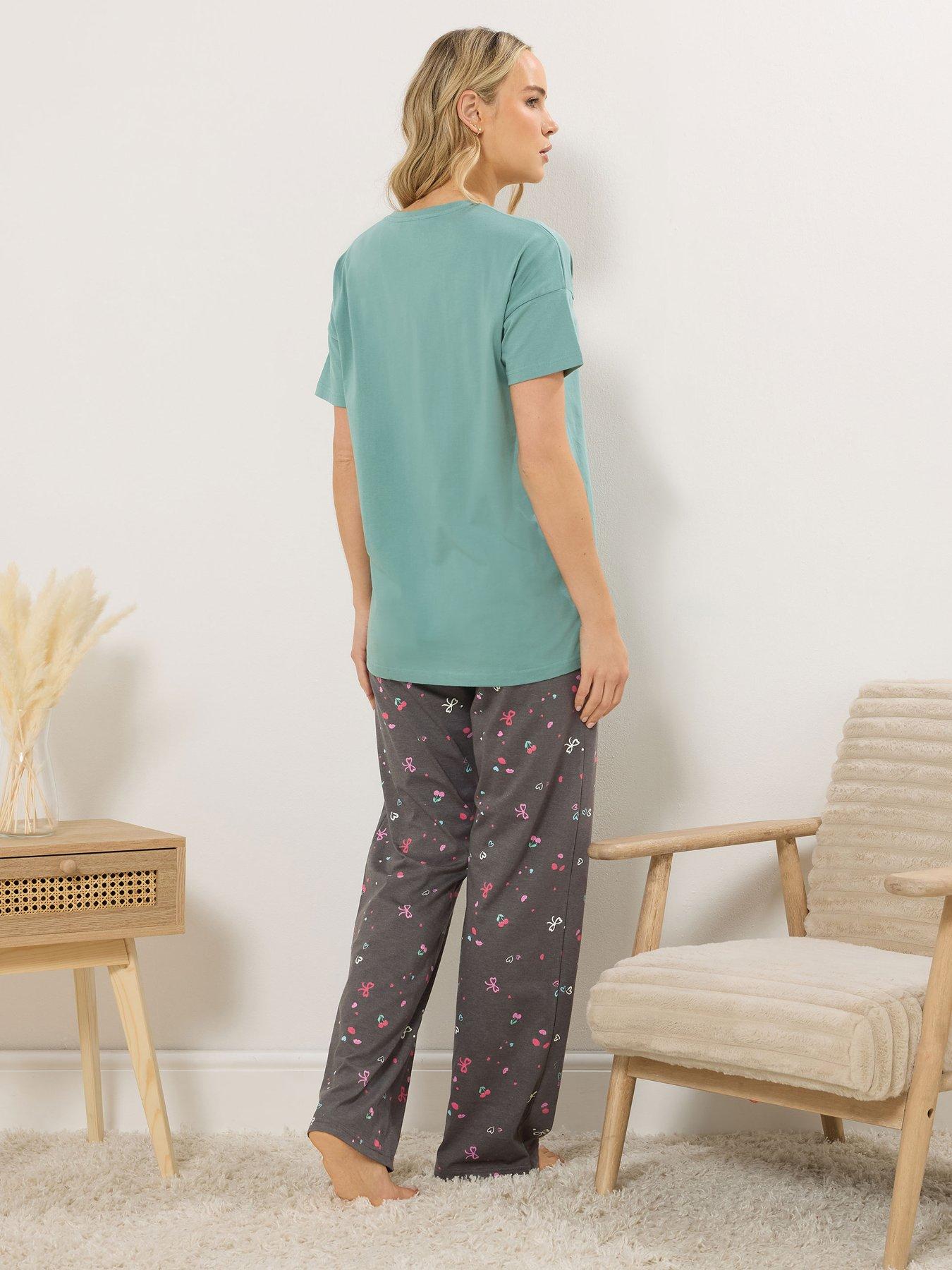 Image 2 of 5 of Long Tall Sally Tall Cherry Convo Short Sleeve Wide Leg Pyjama Set