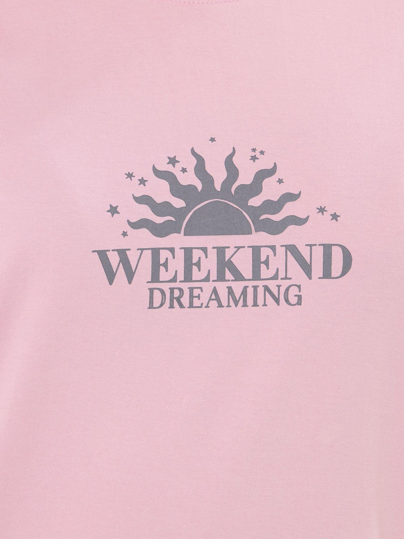 Image 5 of 6 of Long Tall Sally Tall 'weekend Dreaming' Short Sleeve Wide Leg Pyjama Set