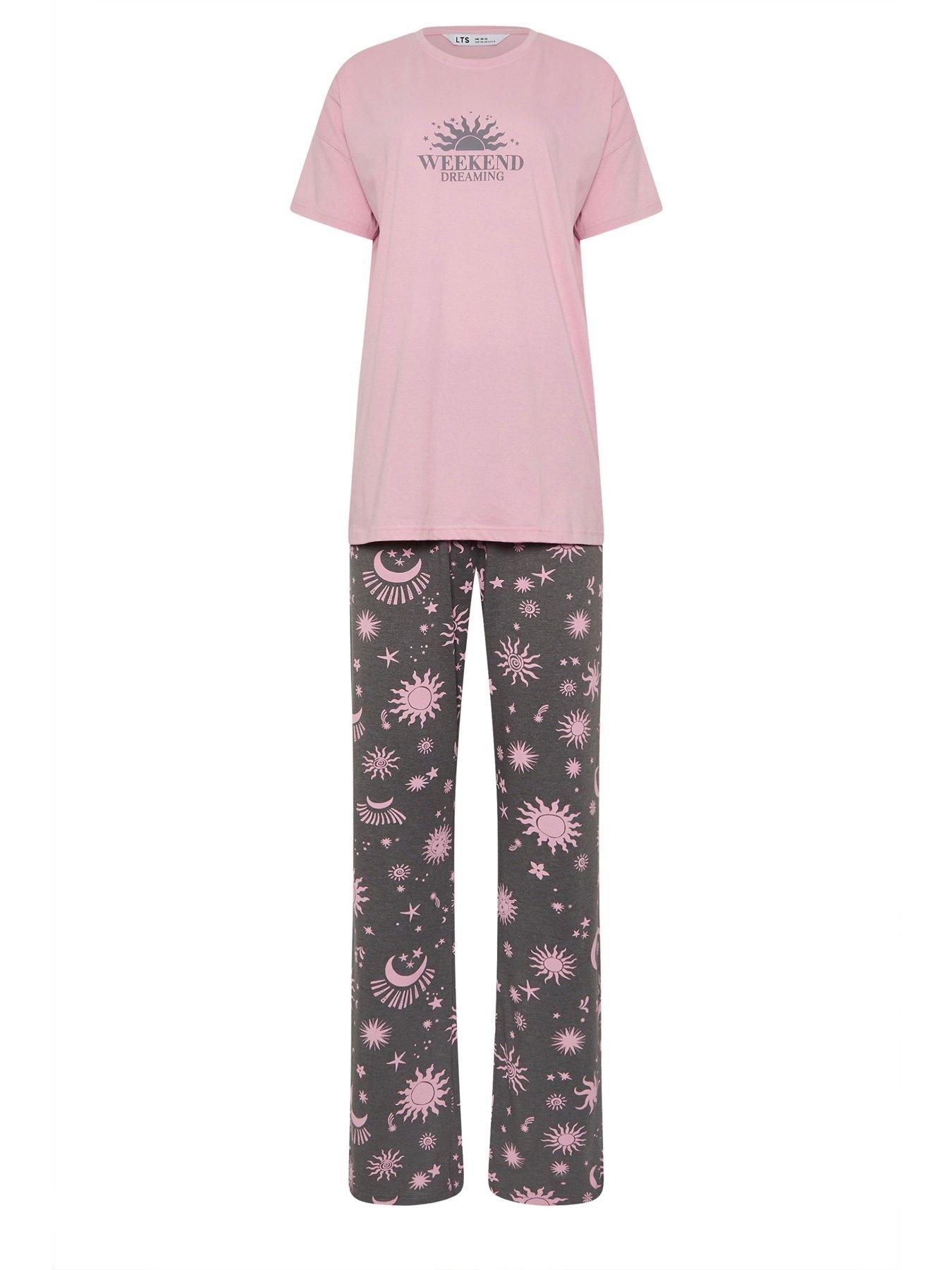 Image 6 of 6 of Long Tall Sally Tall 'weekend Dreaming' Short Sleeve Wide Leg Pyjama Set