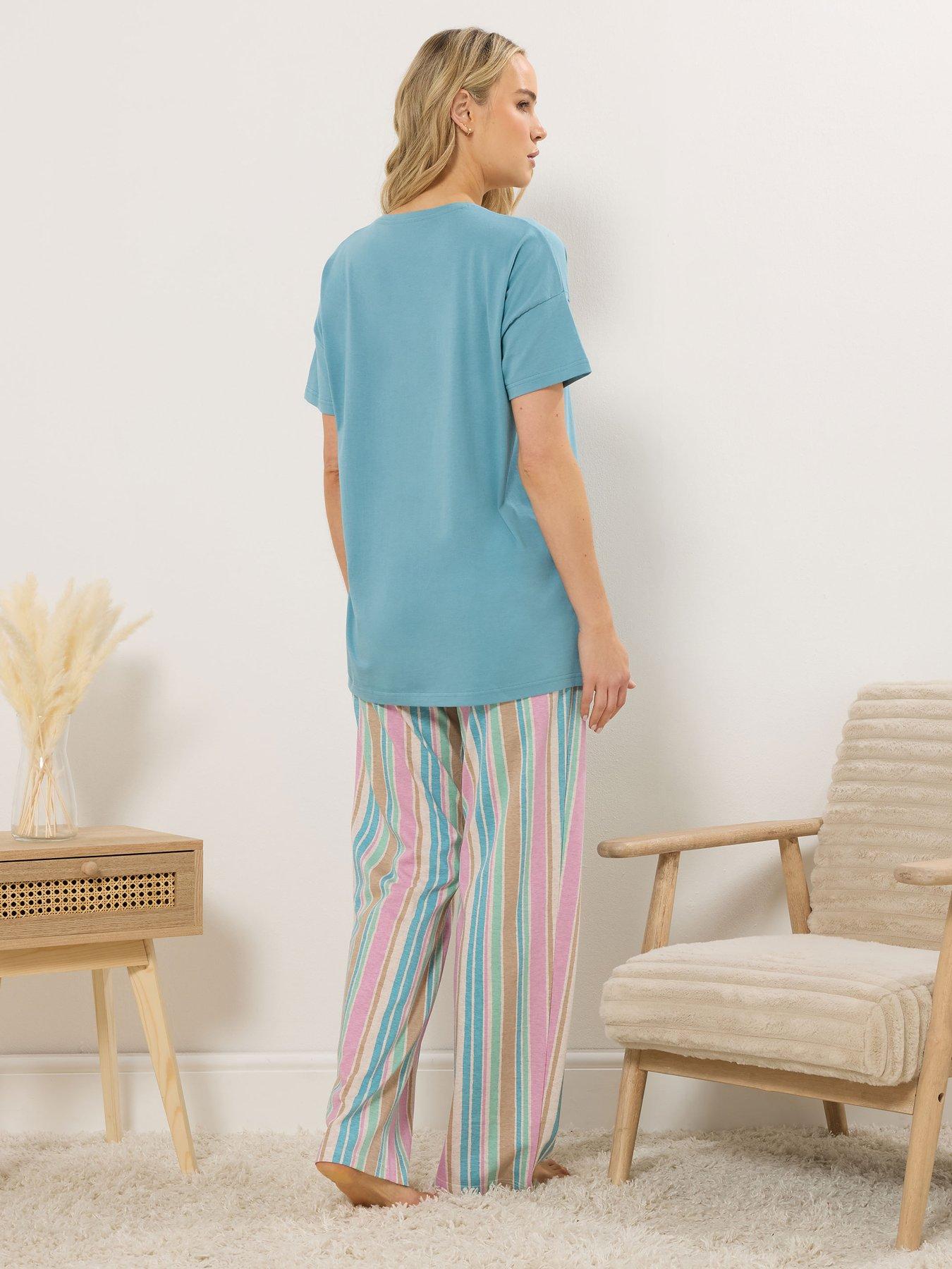 Image 2 of 5 of Long Tall Sally Tall Spring Stripes Short Sleeve Wide Leg Pyjama Set