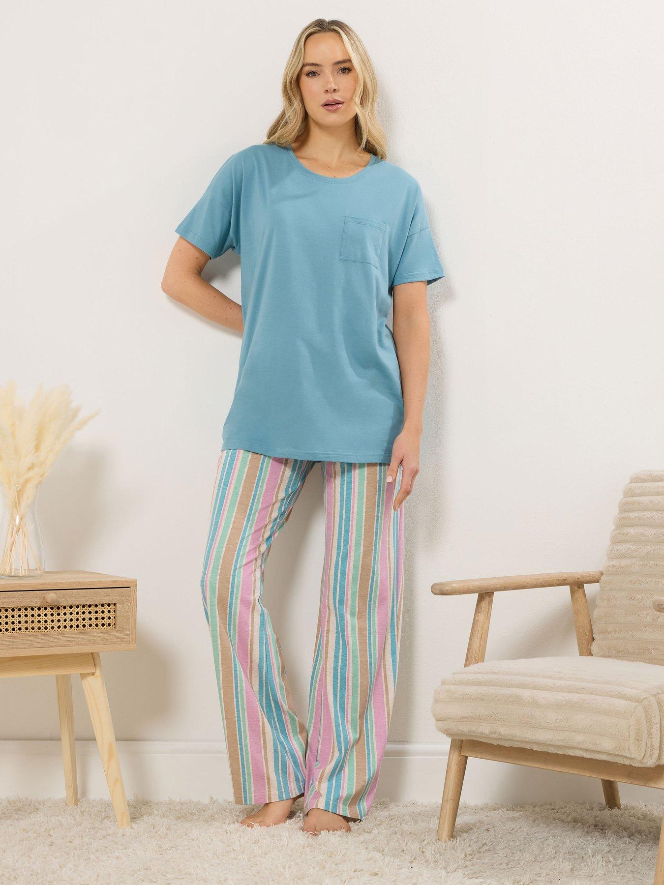 Image 3 of 5 of Long Tall Sally Tall Spring Stripes Short Sleeve Wide Leg Pyjama Set