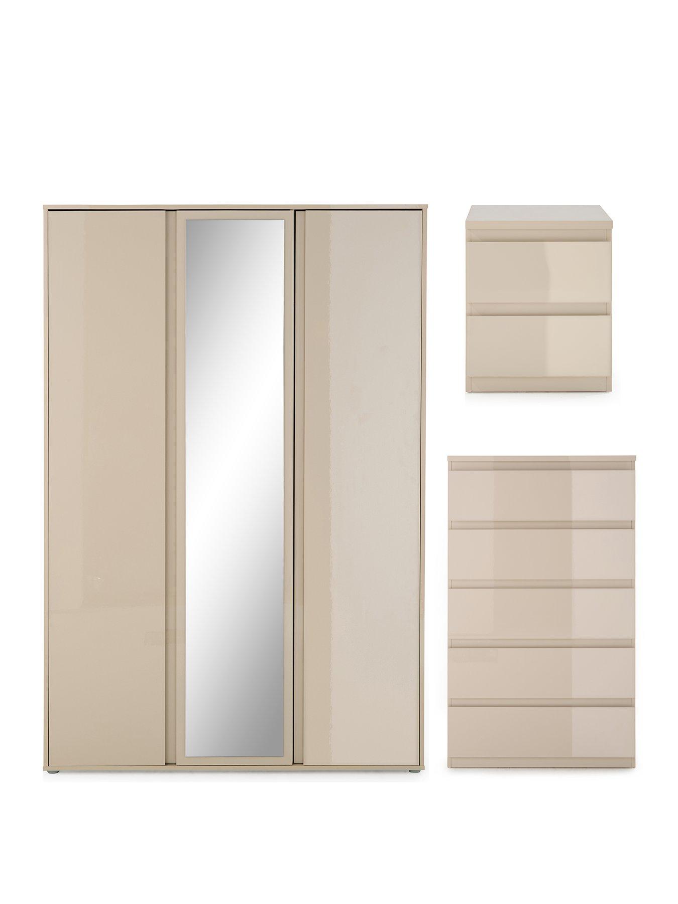 Very Home Layton Gloss Pack 1 (2 Drw, 5 Drw, 3 Dr Wardrobe)