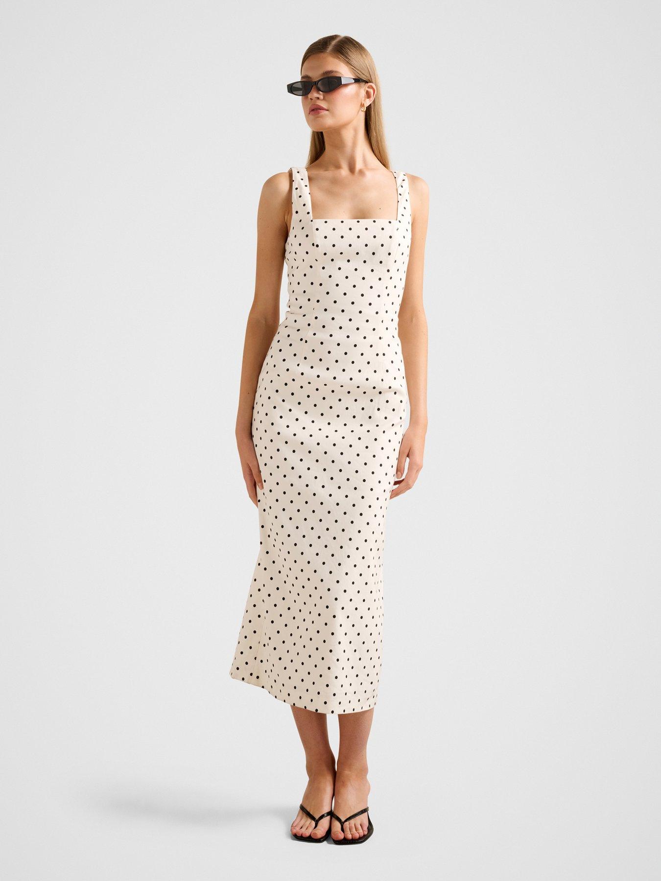 Image 1 of 4 of Forever New Jana Stretch Linen Midi Dress - White